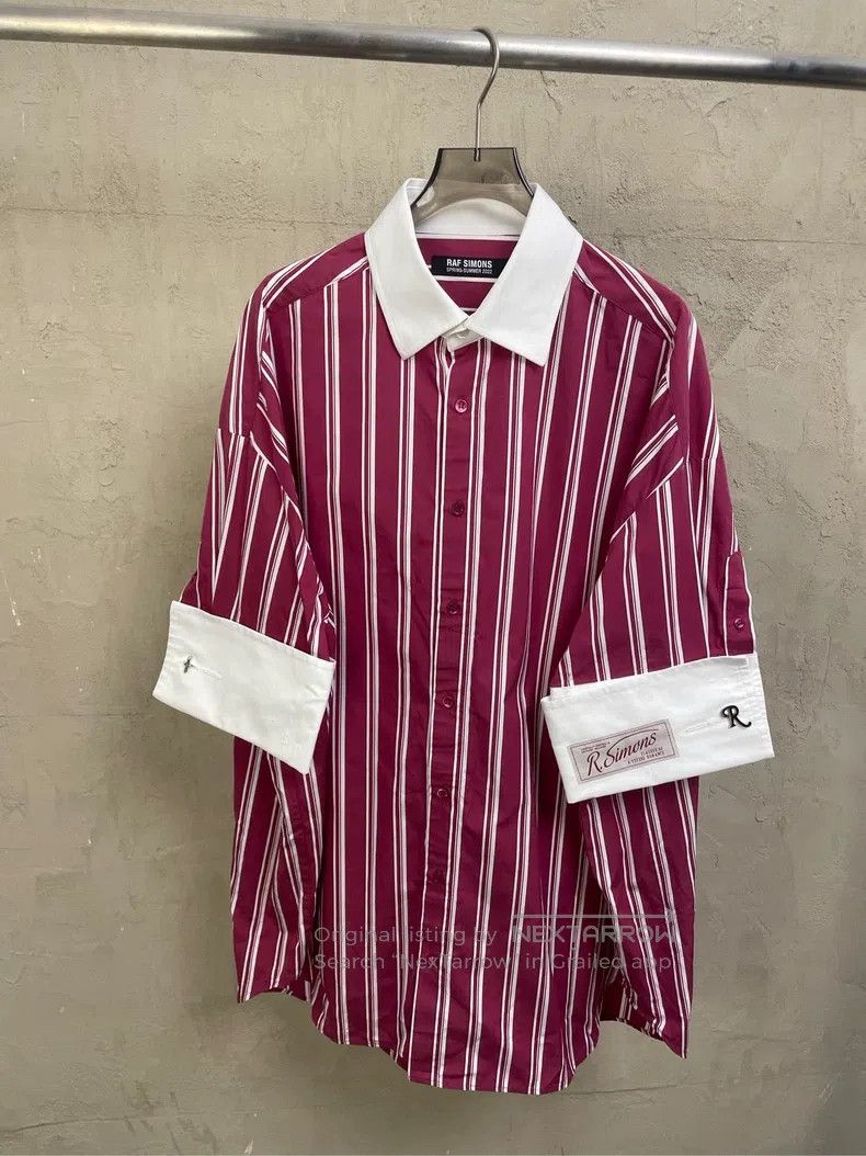Raf Simons Raf Simons 22SS show plum white striped silver buckle Logo Size US M / EU 48-50 / 2 - 1 Thumbnail