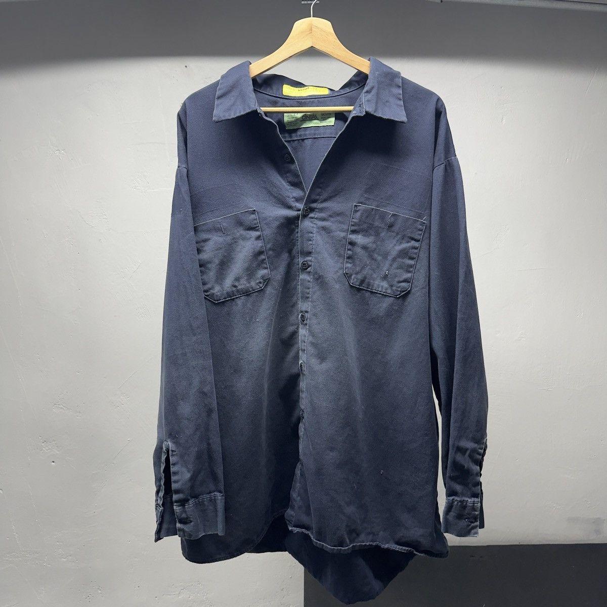 Vintage Thrashed Faded Distressed Blue Work Shirt ERD Grunge Chrome Size US XXL / EU 58 / 5 - 1 Thumbnail