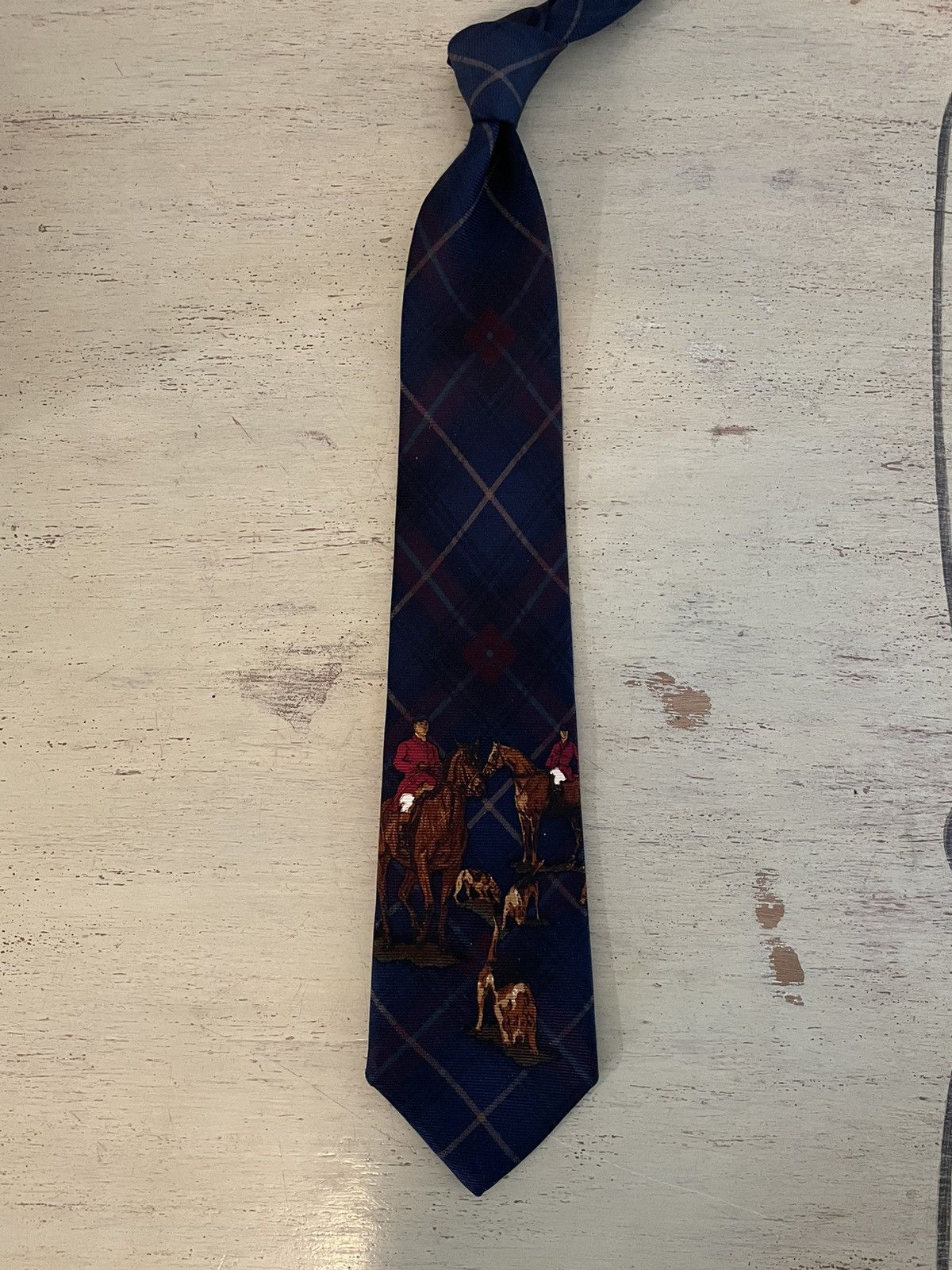 Polo Ralph Lauren × Vintage Plaid Fox Hunting Print Tie Size ONE SIZE - 4 Thumbnail