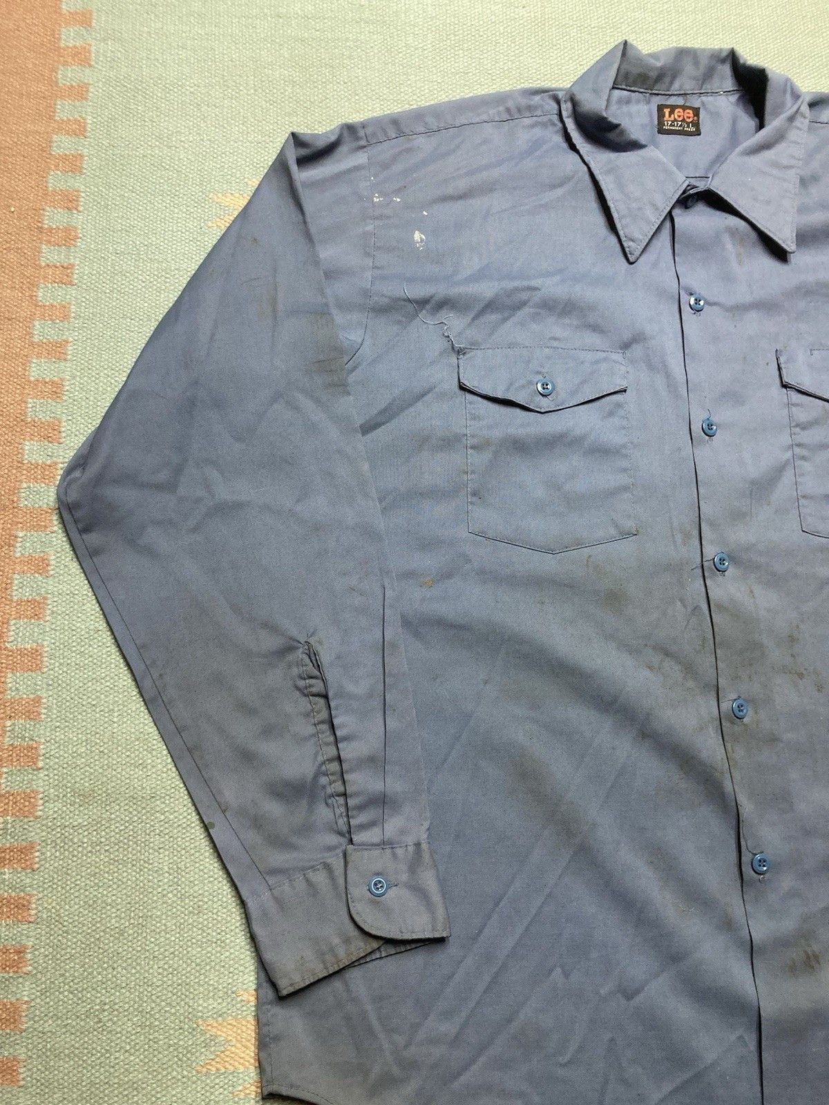 Lee × Vintage Vintage 70s work shirt lee workwear worn stained men’s large Size US L / EU 52-54 / 3 - 4 Thumbnail