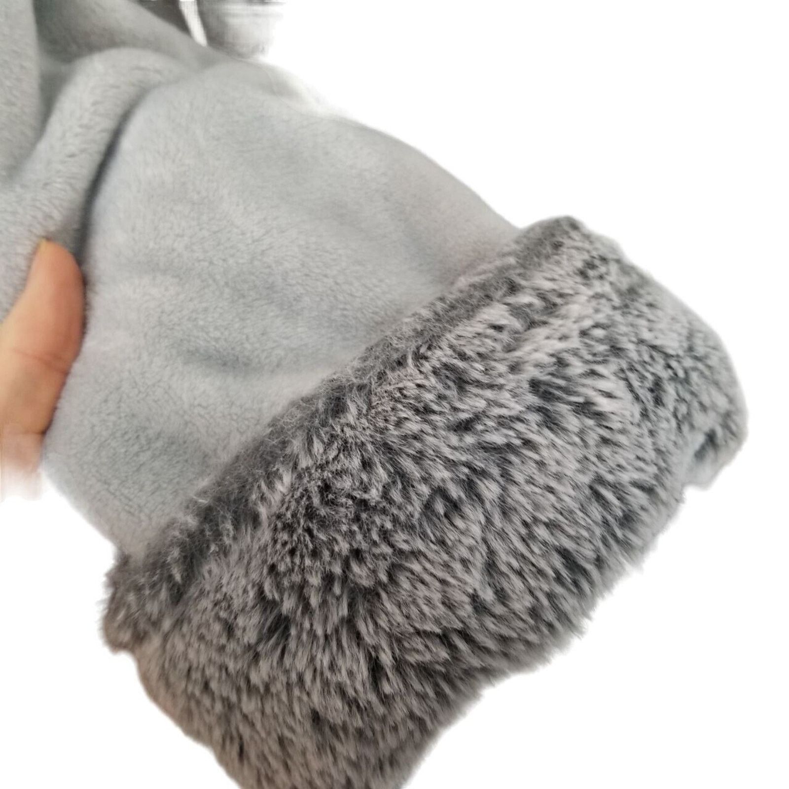 Market World Market Womens Bath Robe OS Gray Comfy Cozy Faux Fur Size ONE SIZE - 4 Thumbnail