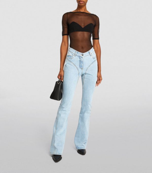 Mugler o1s22i1n1024 Skinny Flared Jeans in Light Blue Size 25" / US 0 / IT 36 - 5 Thumbnail