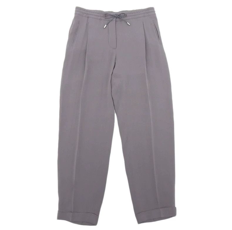 LORO PIANA Gray silk pull cord trousers