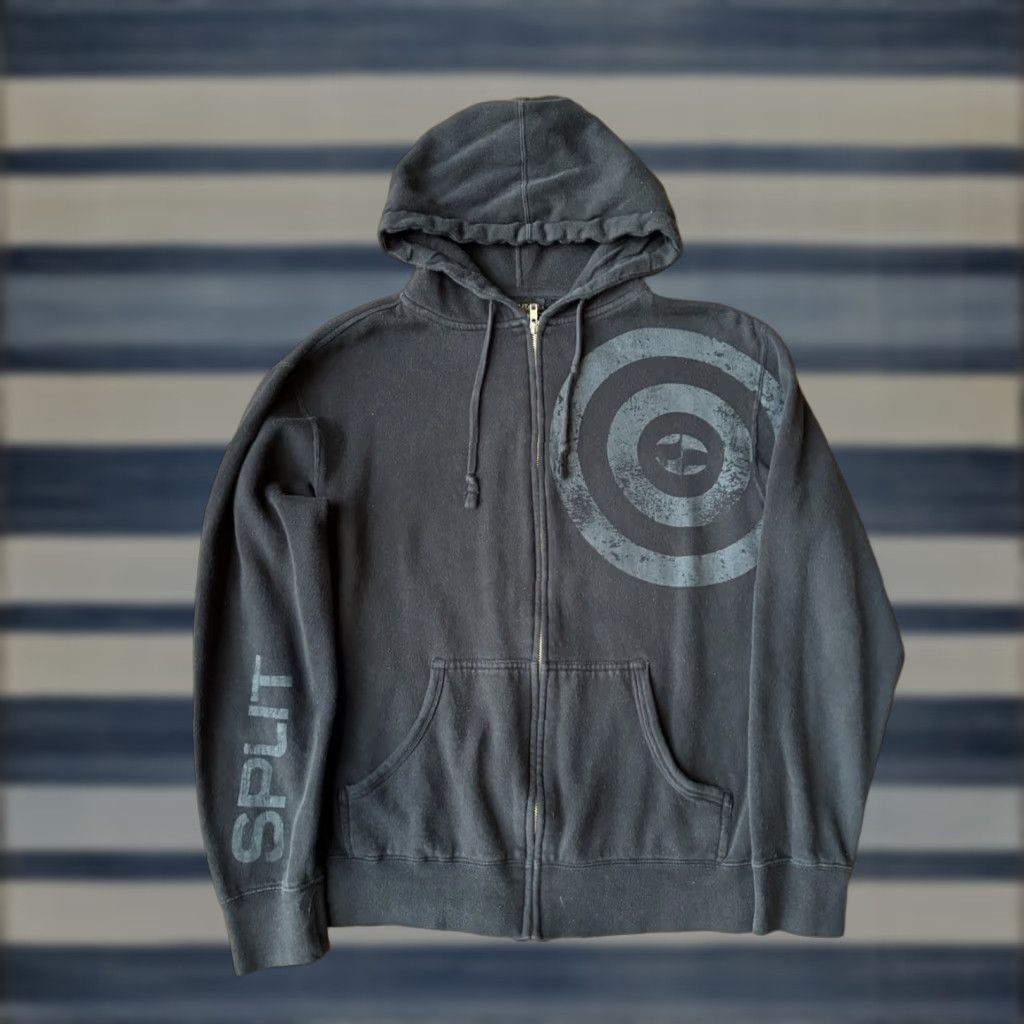 Vintage VINTAGE Split Skateboards Full Zip Hoodie Medium Black Mens Grunge 90s Skater Hooded Pockets) Size US L / EU 52-54 / 3 - 1 Thumbnail