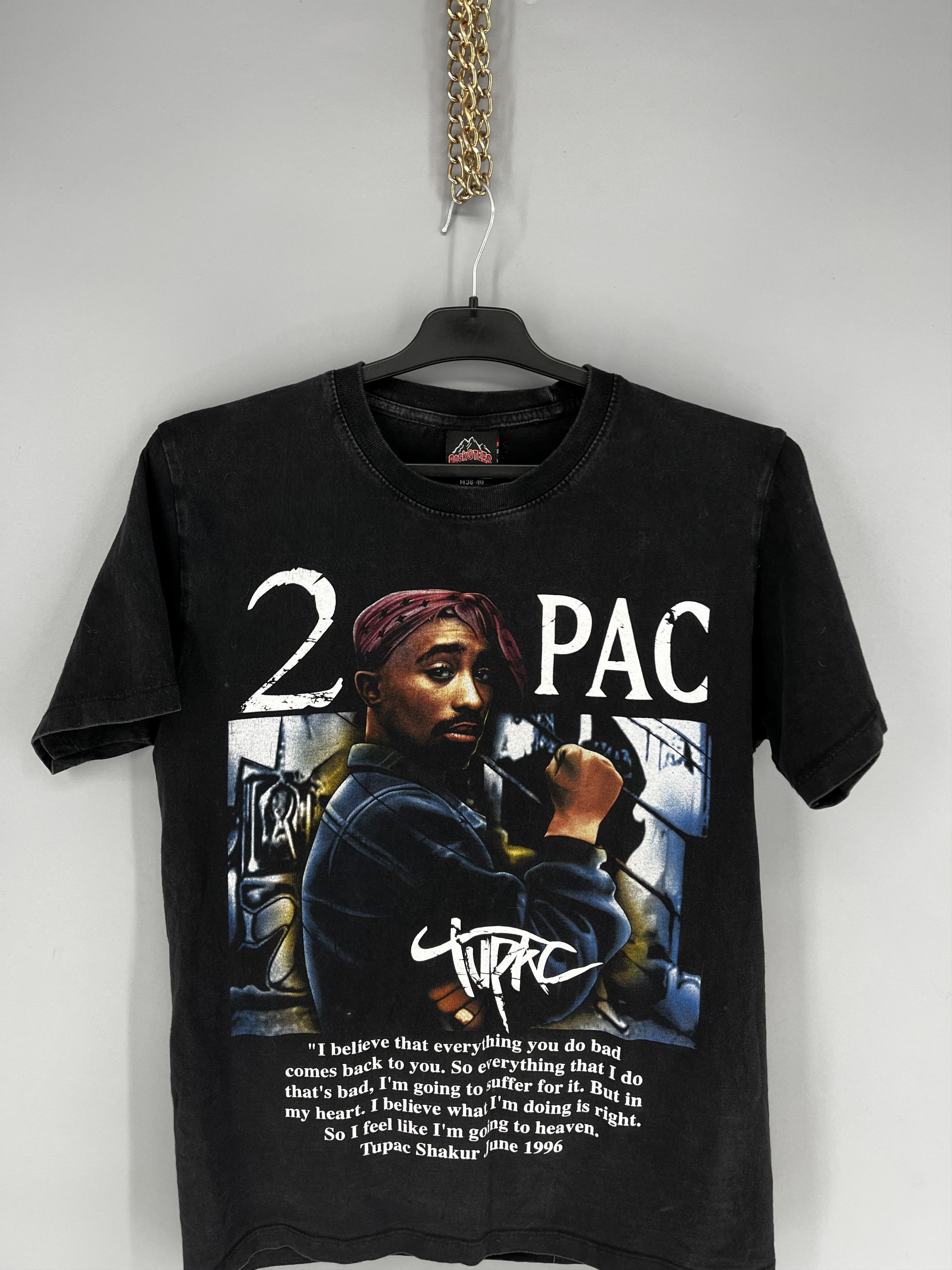 Band Tees Vintage 2Pac Tupac Shakur 1996 Men’s Black Double Sided Sz M Size US M / EU 48-50 / 2 - 6 Thumbnail