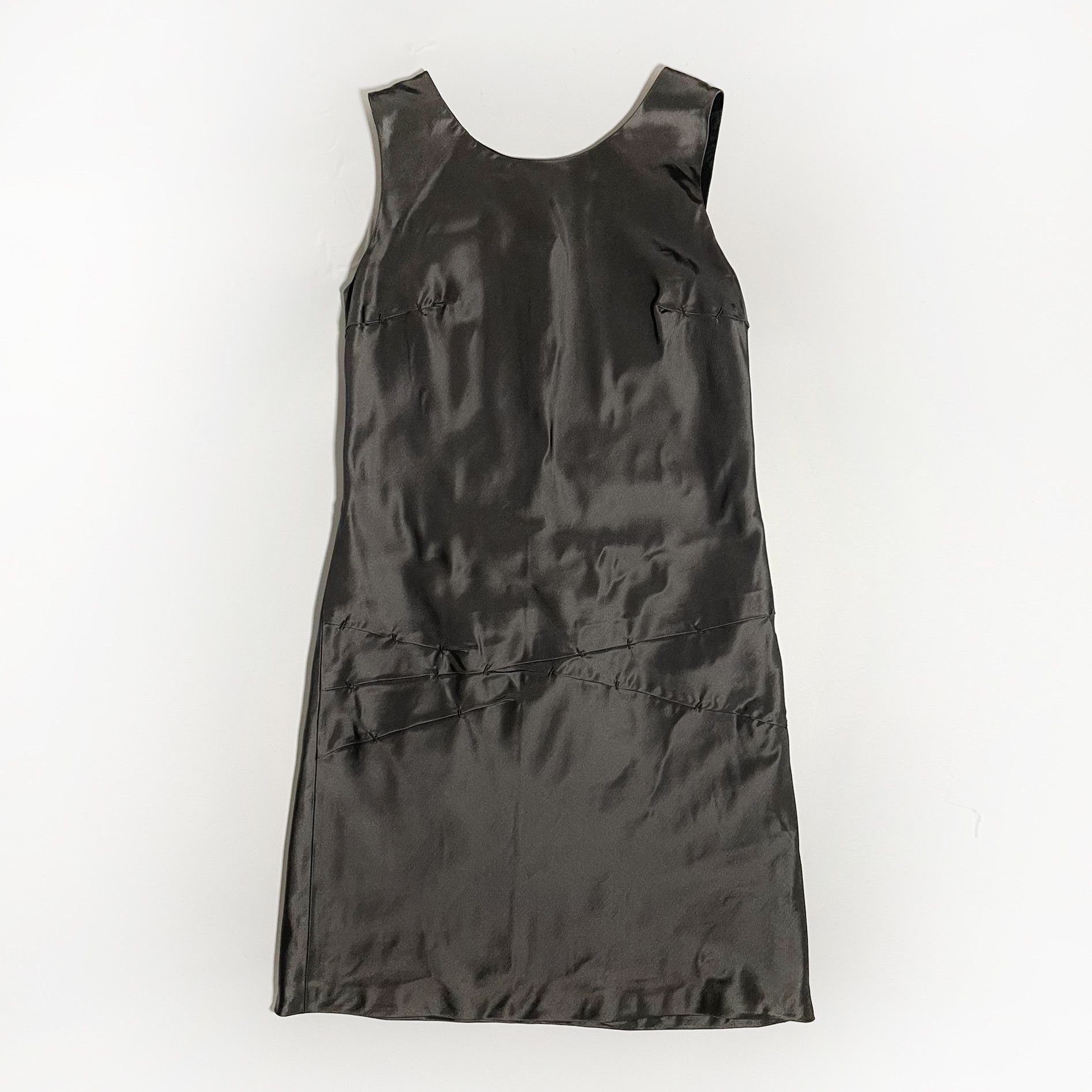 image of Prada Fw 1998 Boxy Silk Dress in Grey, Women's (Size Small)