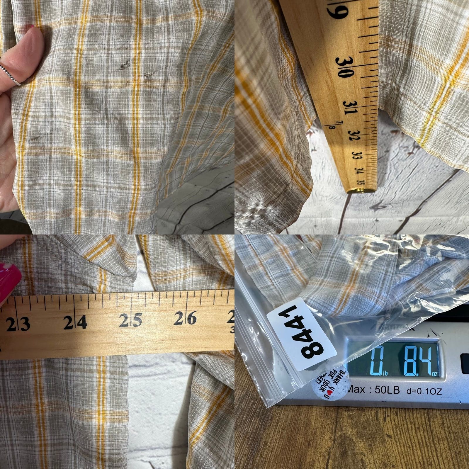 Vintage Simms COR3 Mens XL Shirt Long Sleeve Plaid Grey Yellow Button Up Flaws Size US XL / EU 56 / 4 - 8 Thumbnail