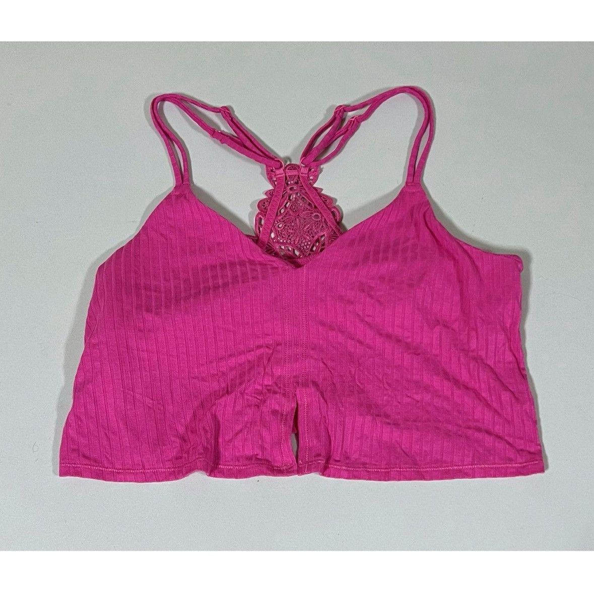 American Eagle Outfitters Aerie Pink Shelf-Bra Racerback Floral Crop Top Shirt Size M🩷 Size M / US 6-8 / IT 42-44 - 3 Thumbnail