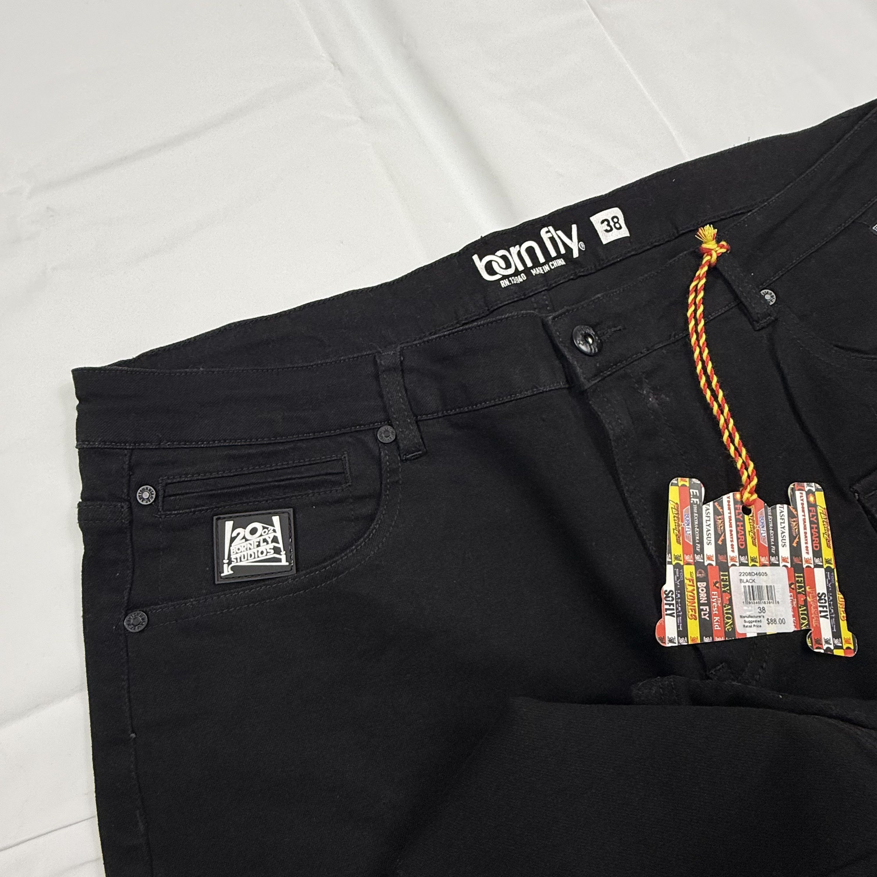 Born Fly Born Fly Mens Black Denim Jeans 38x31 Embroidered Fly New Size US 38 / EU 54 - 3 Thumbnail