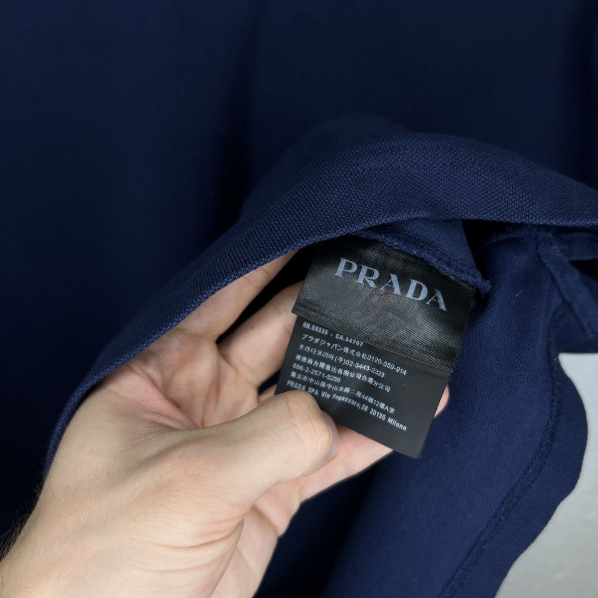 Prada Prada Polo Tshirt Tee Navy Logo Red Rare Y2K Drill Size US L / EU 52-54 / 3 - 6 Thumbnail