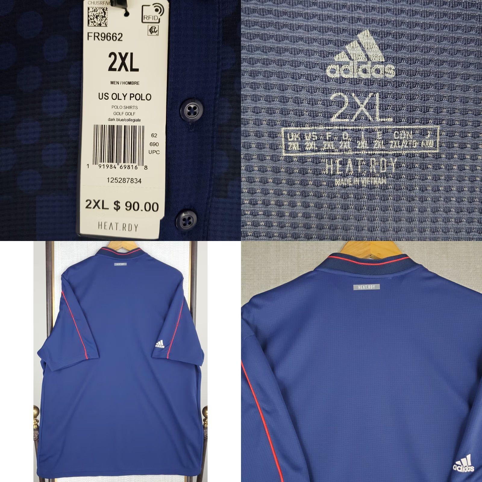 Adidas VINTAGE Adidas USA Golf Henley Polo Shirt 2XL Mens Blue NWT Size US XXL / EU 58 / 5 - 8 Thumbnail
