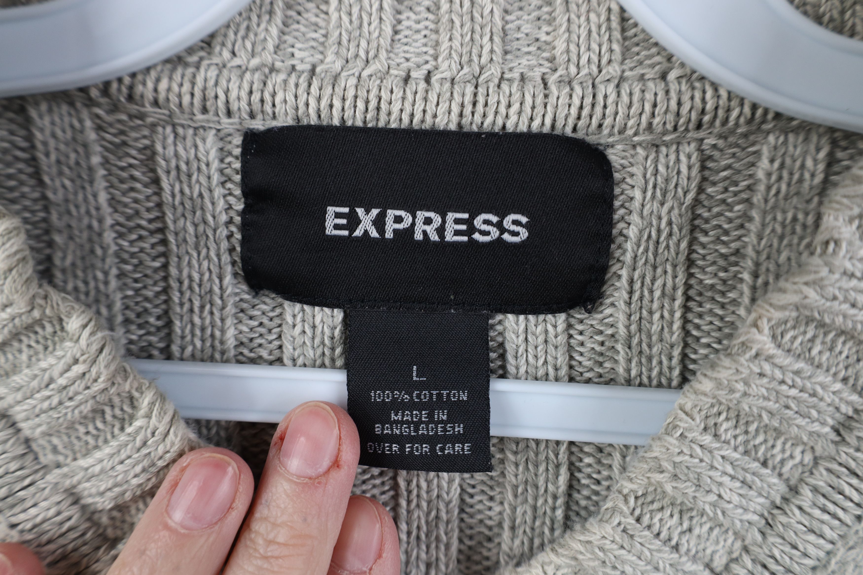Express Vintage Y2K Express Babydoll Cotton Ribbed Knit Sweater Gray Size L / US 10 / IT 46 - 5 Thumbnail