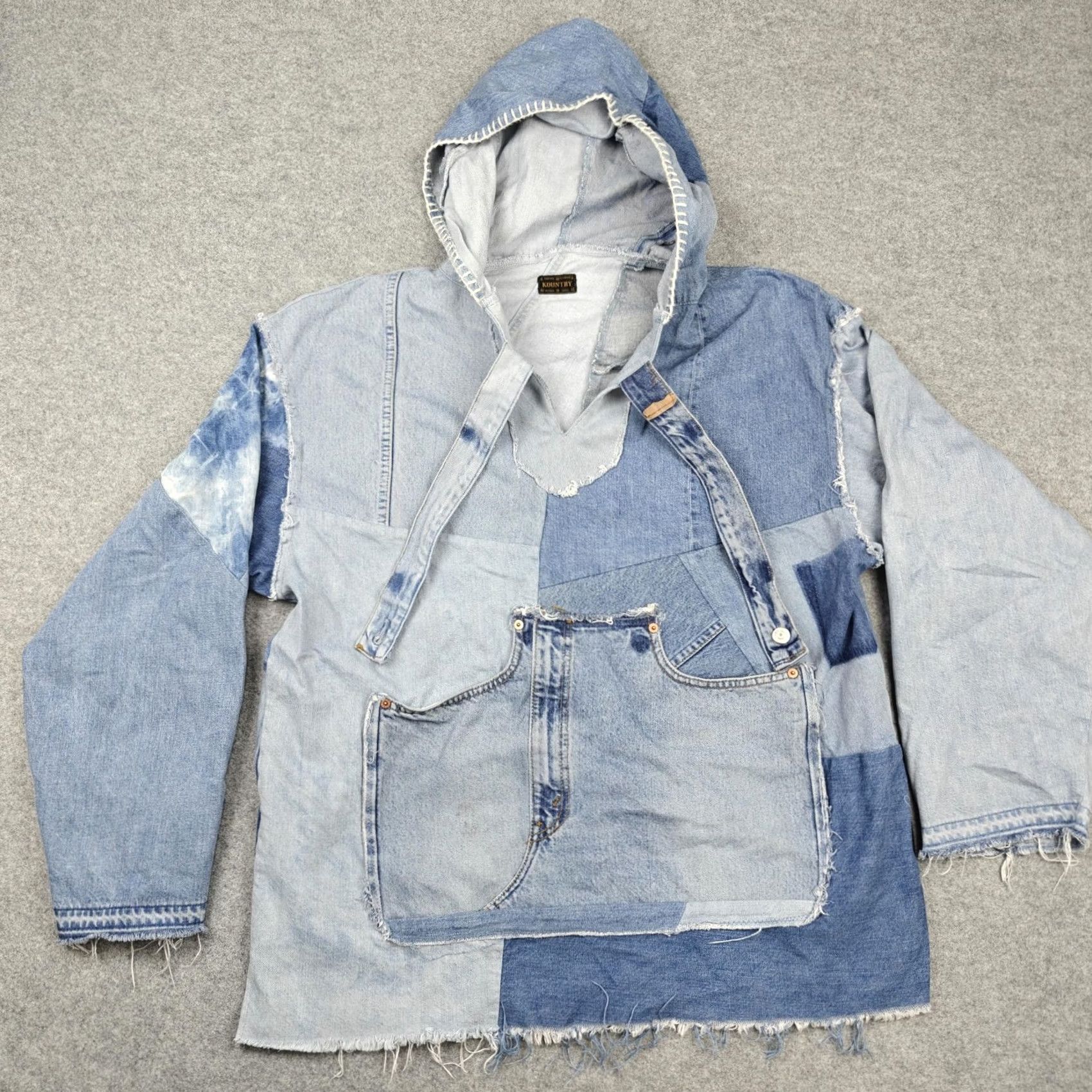 Kapital Kapital Kountry Hoodie Mens One Size Blue Patchwork Denim Remake Japan Pullover Size US M / EU 48-50 / 2 - 2 Thumbnail