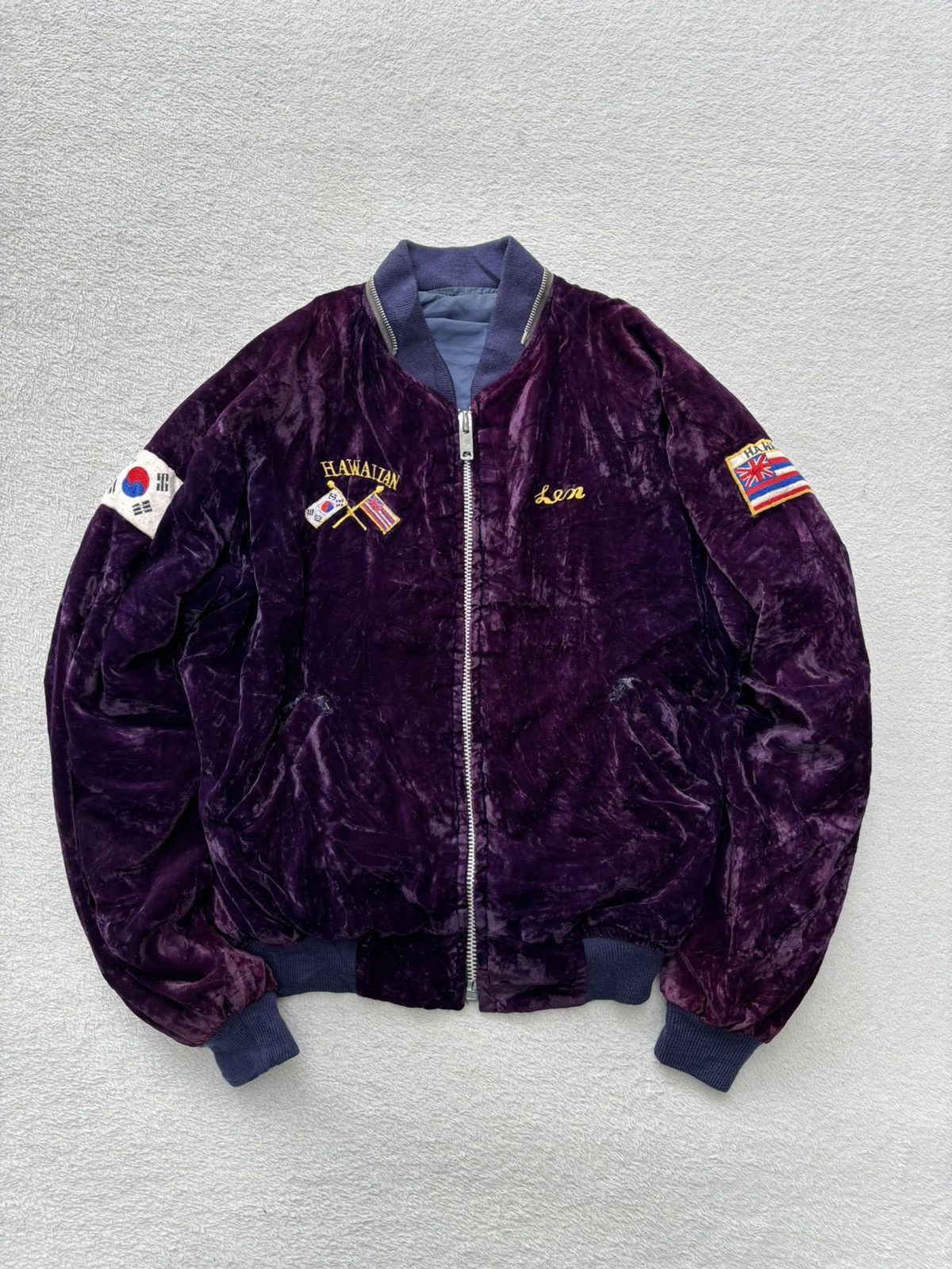 Vintage 1970s Korea Sukajan Velvet Bomber Jacket Size US M / EU 48-50 / 2 - 2 Thumbnail