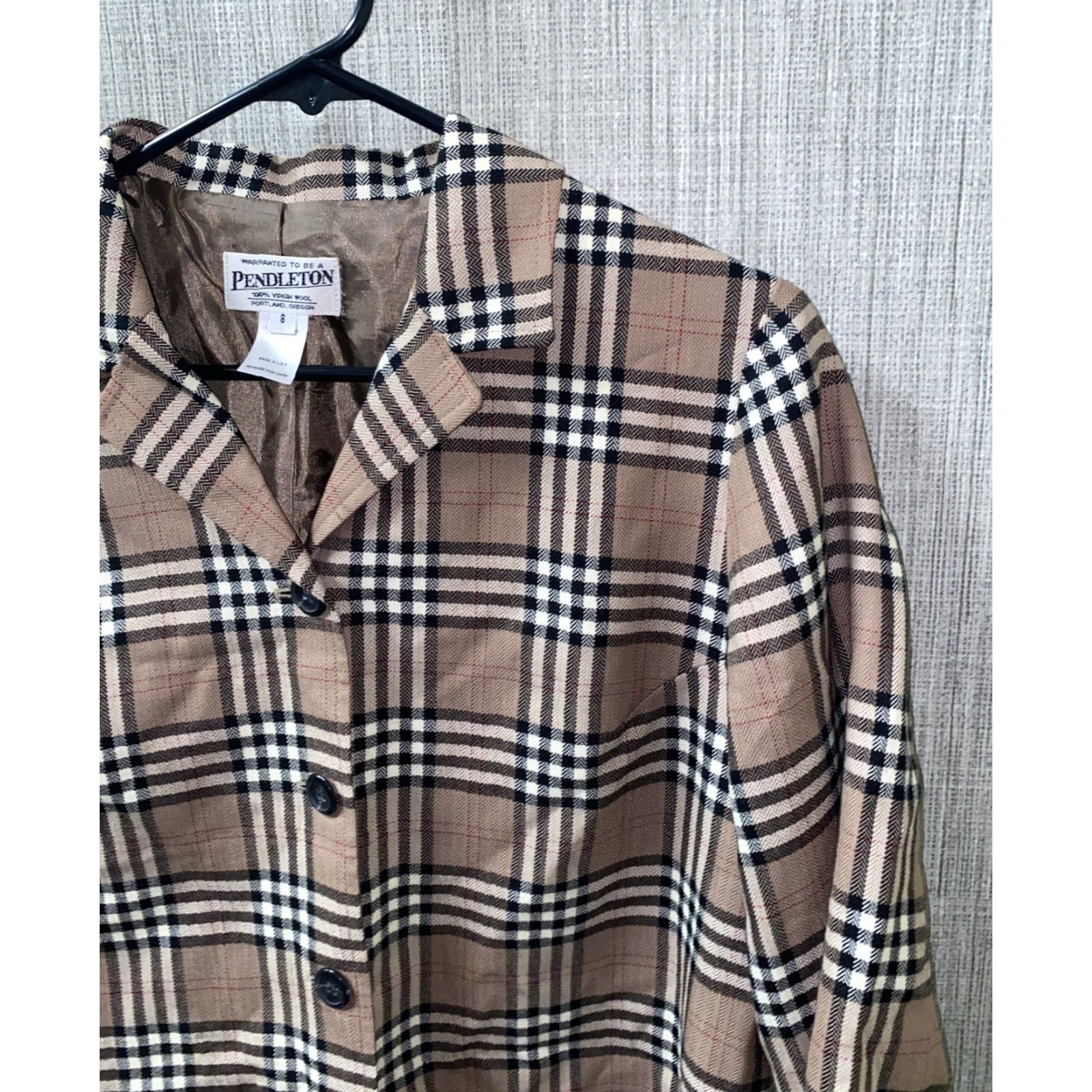 Pendleton Pendleton Sport Coat Jacket Beige Wool USA Made Size 8 Women Regular Plaid Button Front Fall Winter Size M / US 6-8 / IT 42-44 - 2 Thumbnail