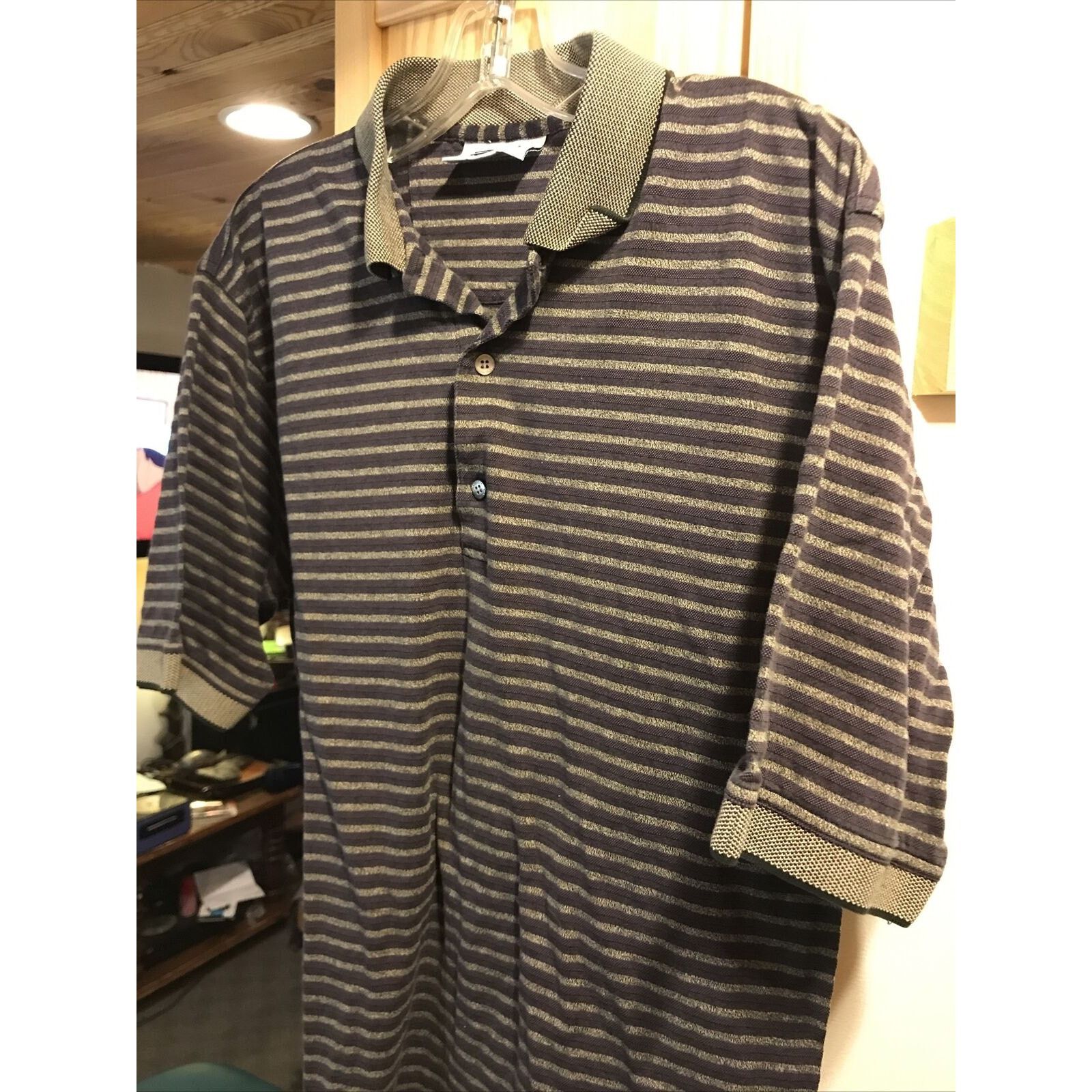 Other Slazenger Vintage Men’s M Gray Striped SS Cotton Polo Shirt Size US M / EU 48-50 / 2 - 2 Thumbnail