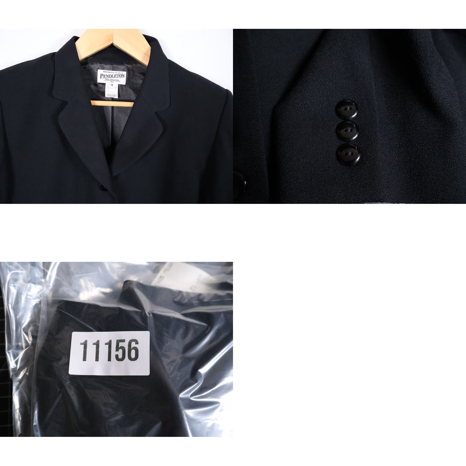 Pendleton VINTAGE Pendleton Blazer Jacket Women 12 Tall Three-Button 100% Wool Black Unworn Tags Short Notch Lapel Mens? Girls? Size L / US 10 / IT 46 - 10 Thumbnail