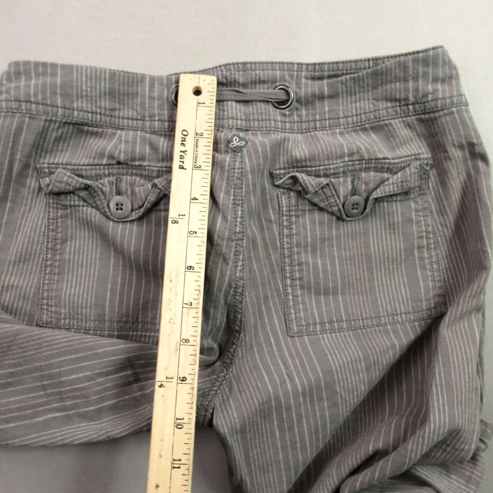Prana prAna Pants Womens 4 Straight Leg Casual Hiking Chino Gray Stripes Lightweight Size 27" / US 4 / IT 40 - 7 Thumbnail