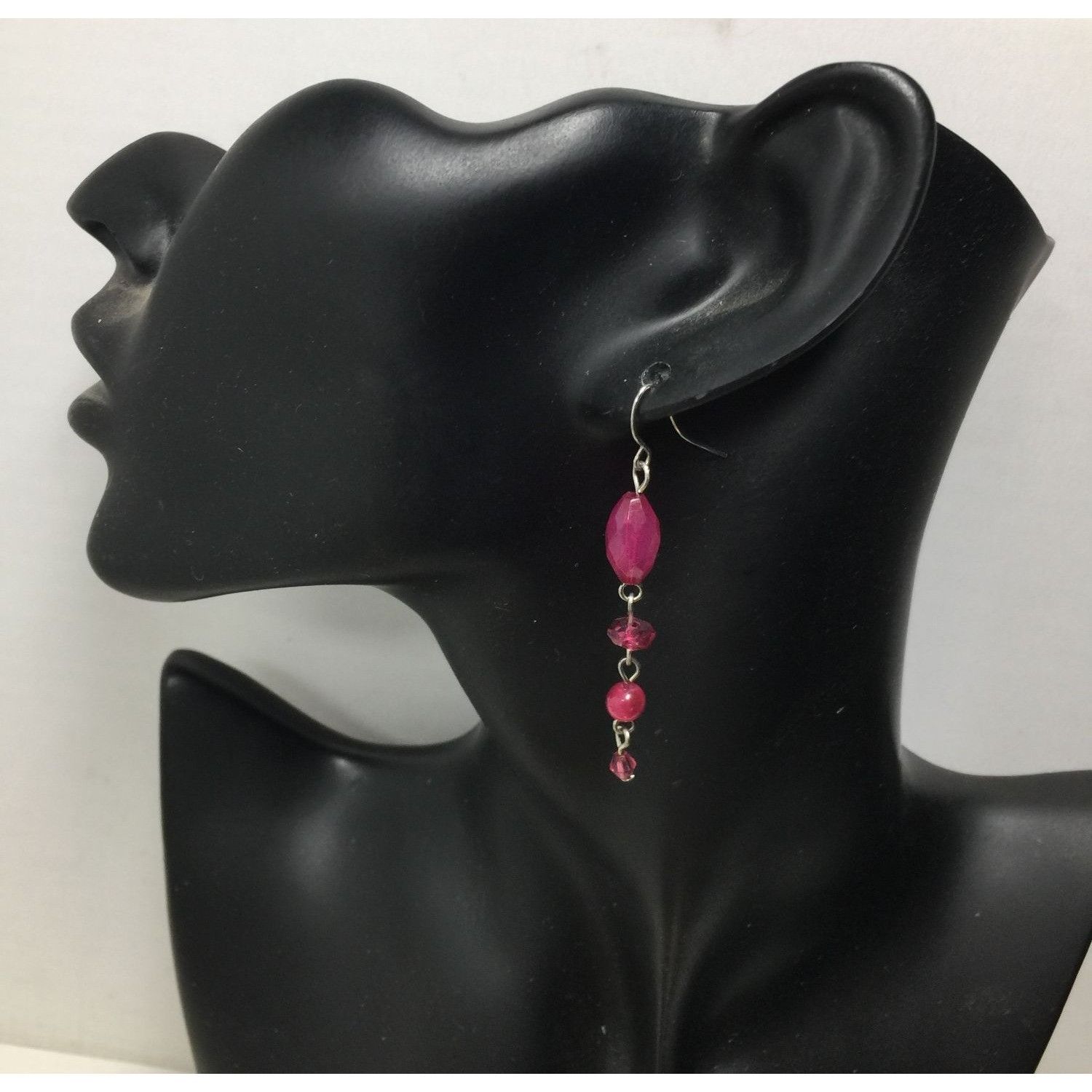 Other Women's Pink and Silver Tone Beaded Dangle Earrings Size ONE SIZE - 1 Thumbnail