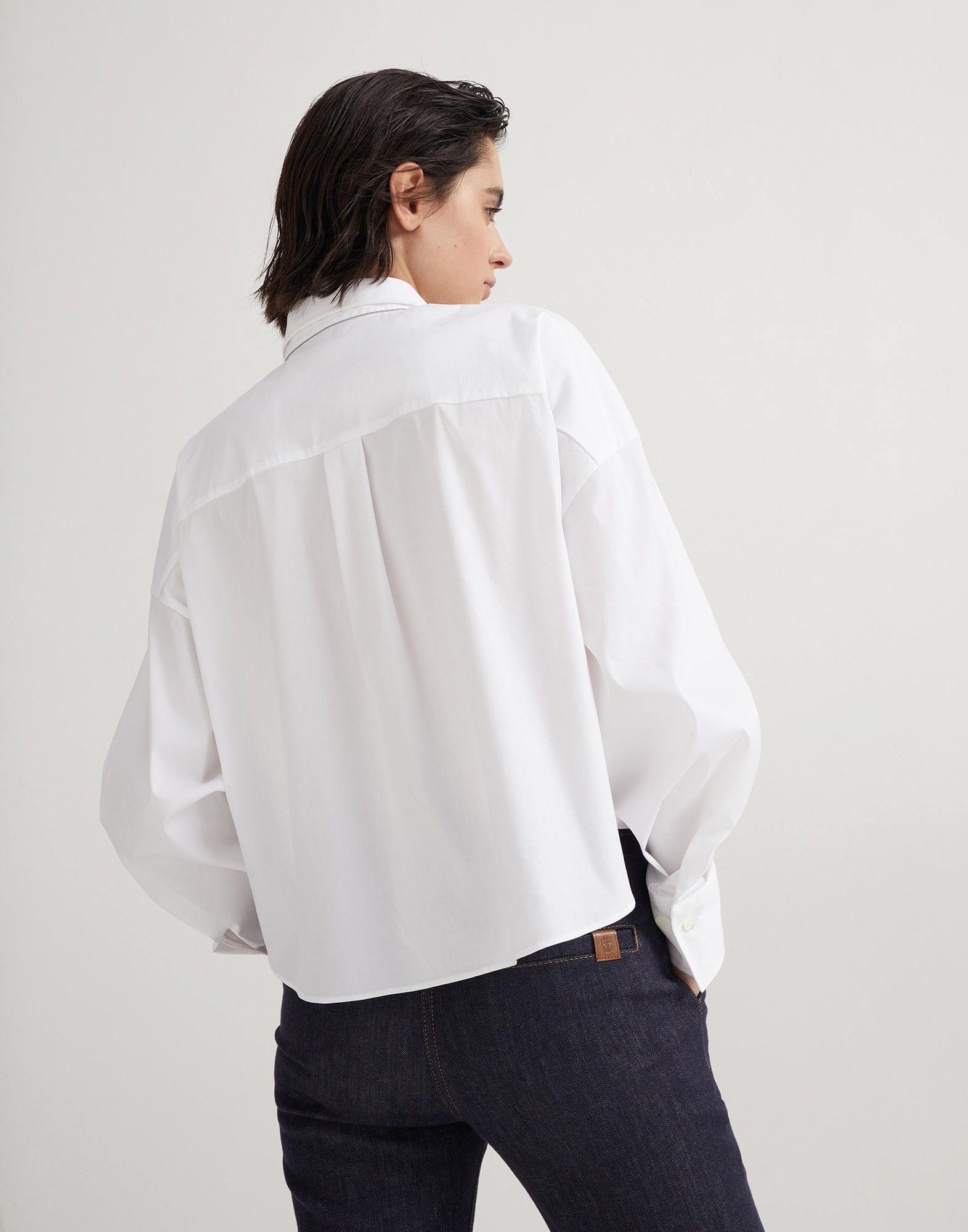 Brunello Cucinelli o1w1db10825 Blouse in White Size L / US 10 / IT 46 - 2 Thumbnail