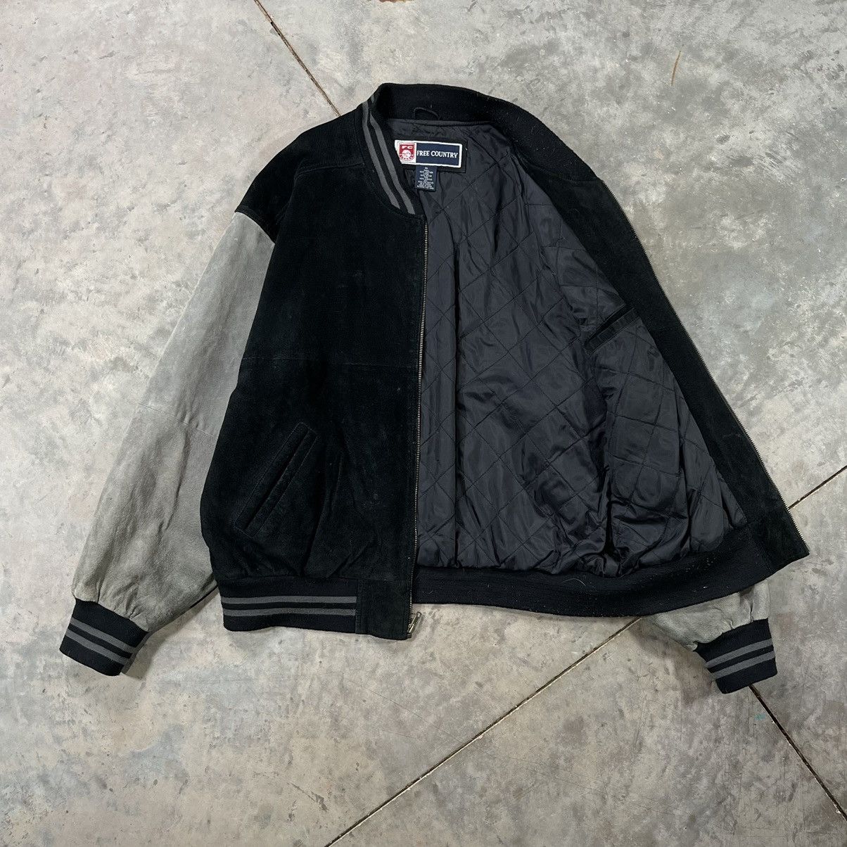 Free Country Vintage Leather Varsity Jacket Suede Two Tone Bomber Blank Size US XL / EU 56 / 4 - 5 Thumbnail