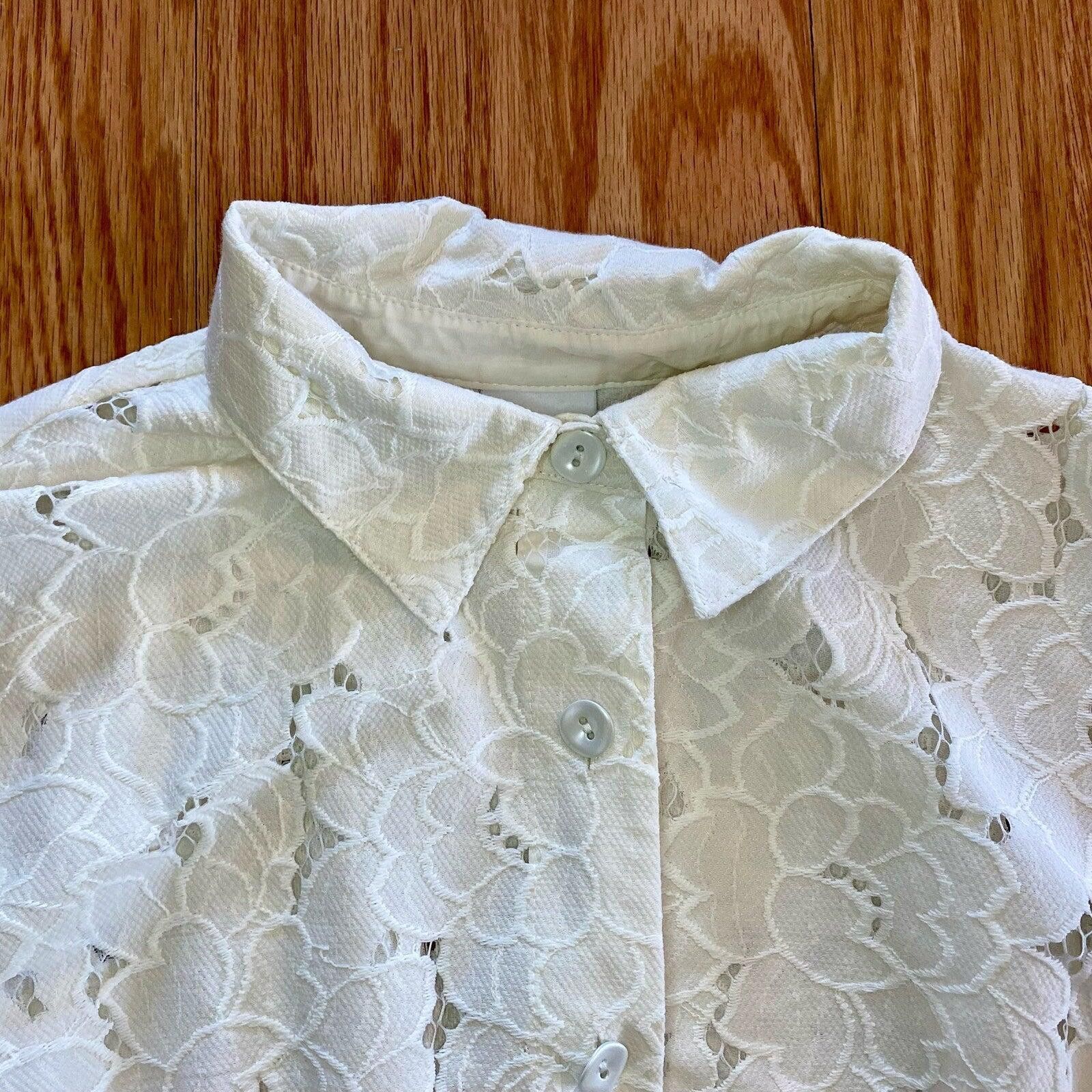 Other Cabi #5162 Spring Portrait White Floral Jacket Womens Medium Size M / US 6-8 / IT 42-44 - 3 Thumbnail