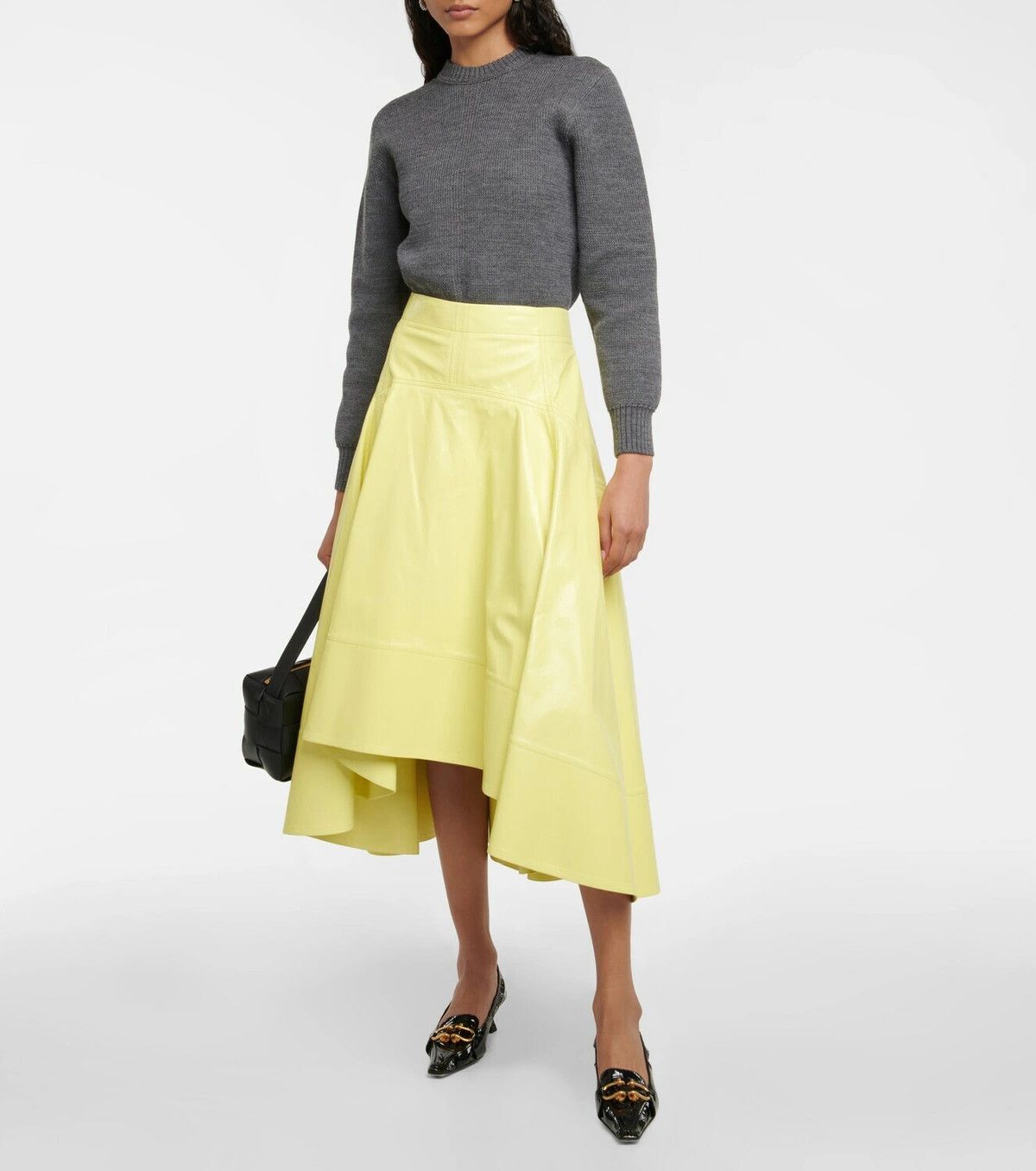 Bottega Veneta o1loc1c0324 716284 Shiny Leather Skirt in Yellow Size 30" / US 8 / IT 44 - 3 Thumbnail