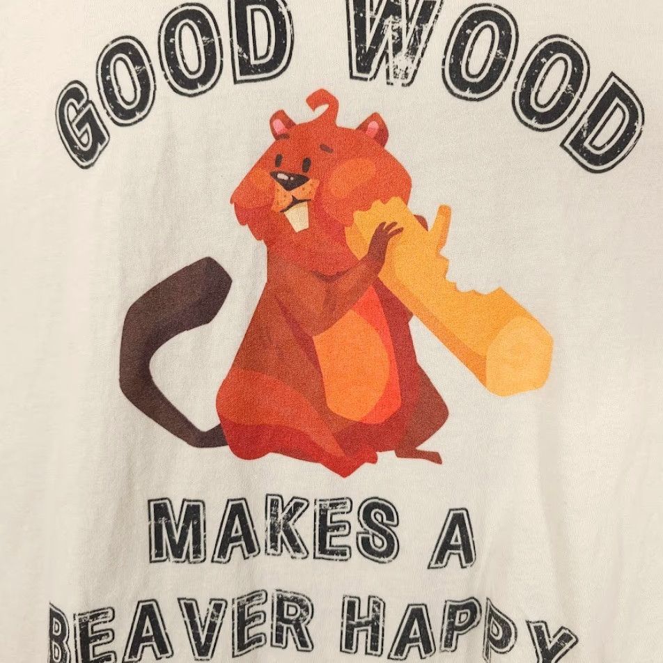Vintage Bella + Canvas Happy Beaver T Shirt Mens Large Beige Good Wood Funny Joke Humor Men Shirts Size US L / EU 52-54 / 3 - 3 Thumbnail