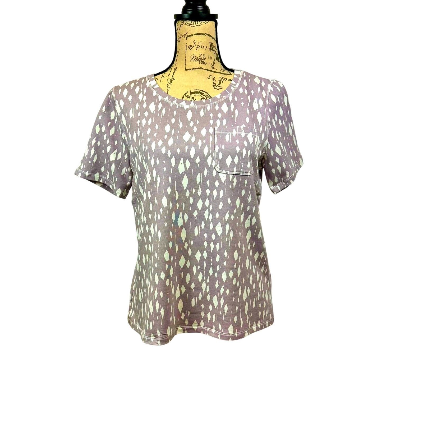 Other Zuda Short Sleeve Geometric Chest Pocket Top Purple/White S Size S / US 4 / IT 40 - 3 Thumbnail