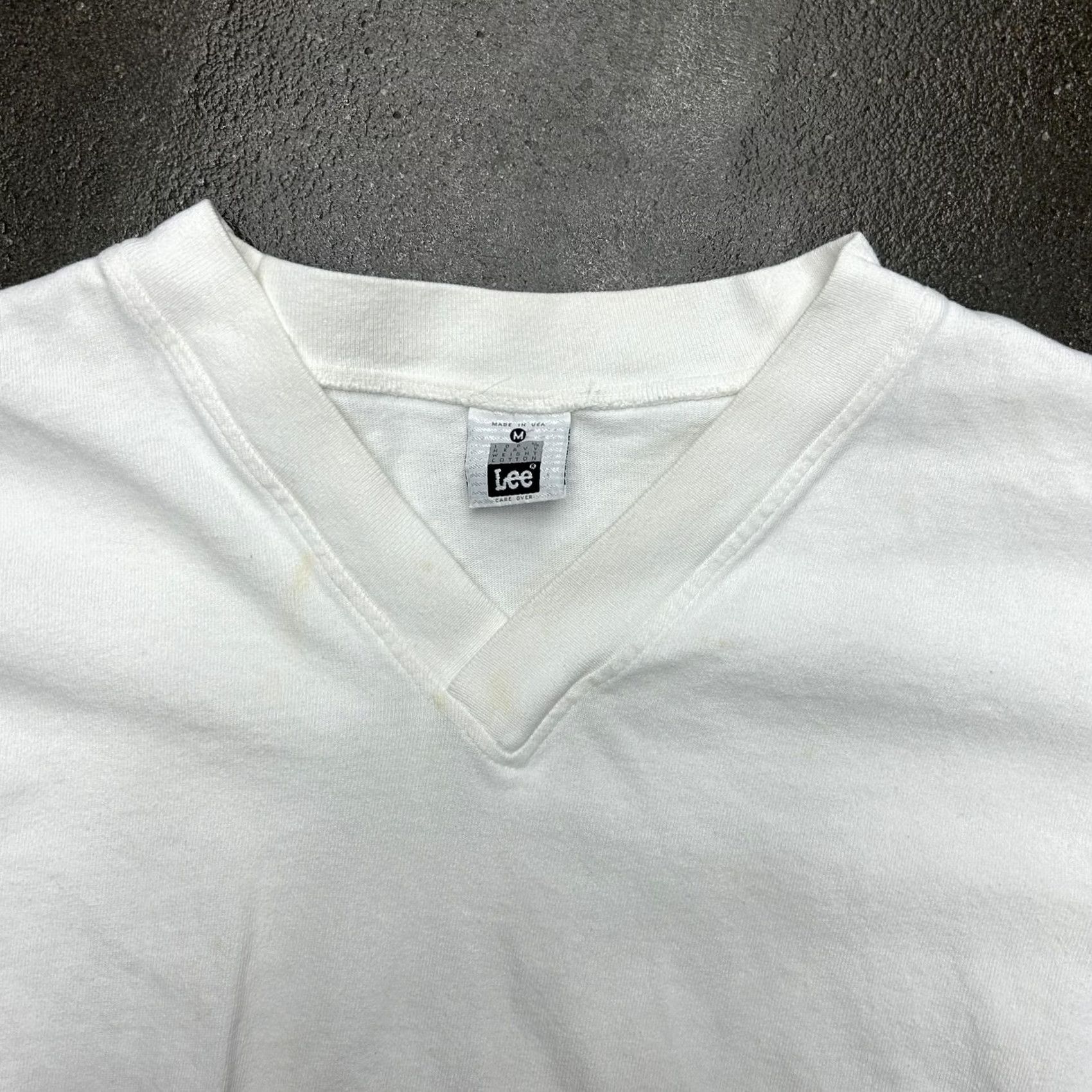Lee VINTAGE Lee Shirt Mens Medium White V Neck Heavyweight Cotton Made USA 90s Size US M / EU 48-50 / 2 - 2 Thumbnail