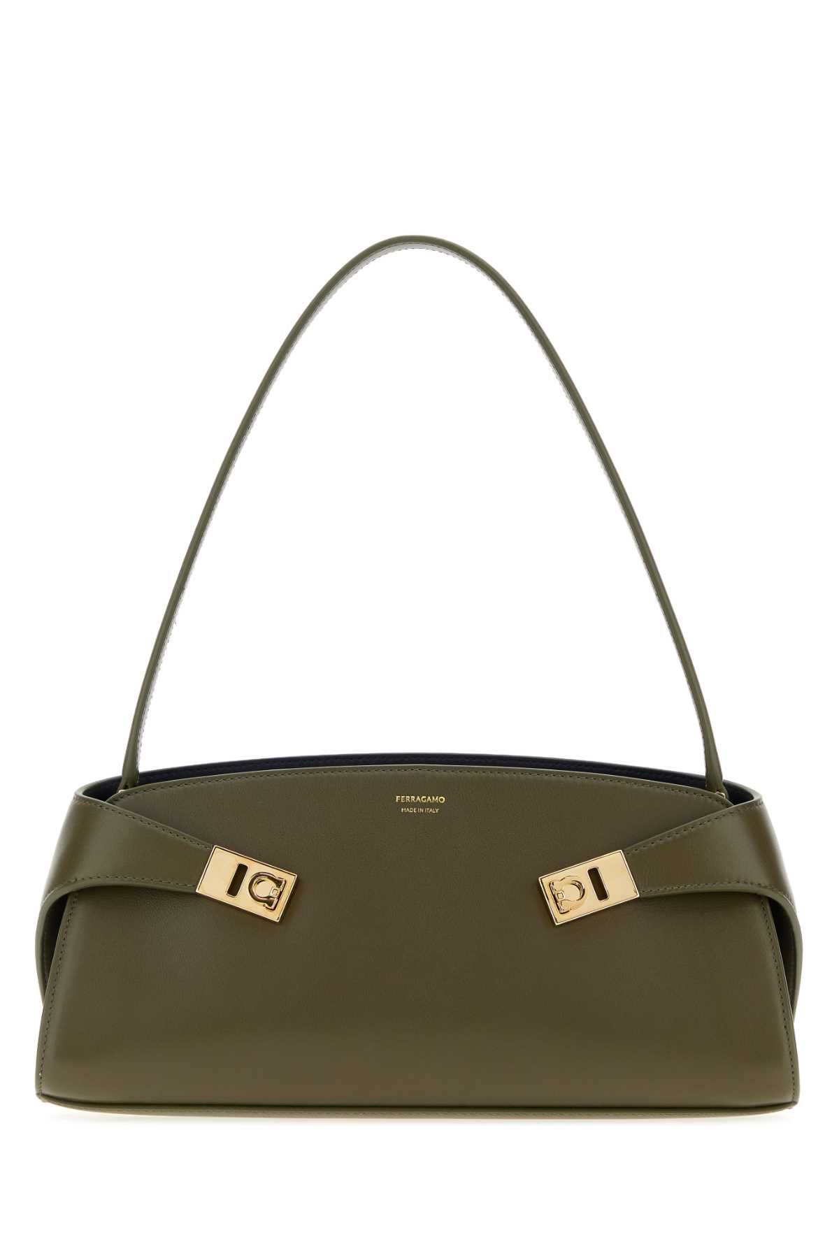 Salvatore Ferragamo Olive Green Leather Hug Shoulder Bag Size ONE SIZE - 1 Thumbnail