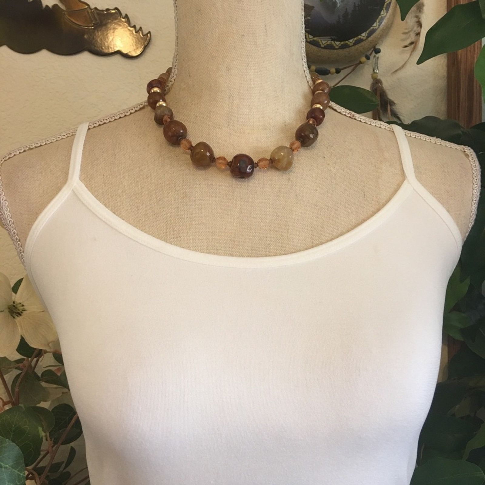 Vintage Vintage faceted natural agate stone necklace Size ONE SIZE - 4 Thumbnail