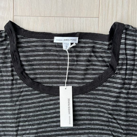 James Perse JAMES PERSE Split Hem STRIPED TEE Black Grey Size XS / US 0-2 / IT 36-38 - 4 Thumbnail