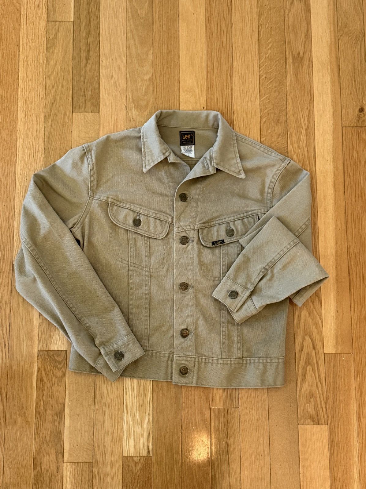 Lee Vintage 70s Lee Khaki Trucker Jacket USA Made Size S / US 4 / IT 40 - 1 Thumbnail