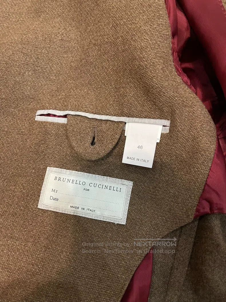 Brunello Cucinelli Brunello Cucinelli Men's Brown Suit Jacket, Collar Stand a Size 46L - 5 Thumbnail