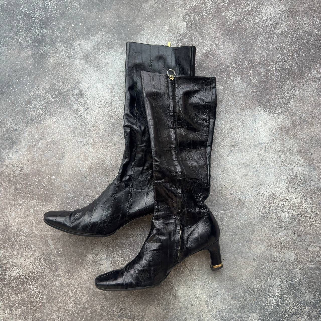 Dolce & Gabbana D&G Dolce & Gabbana Vintage Black Leather Knee High Boots Size US 11 / IT 41 - 11 Thumbnail