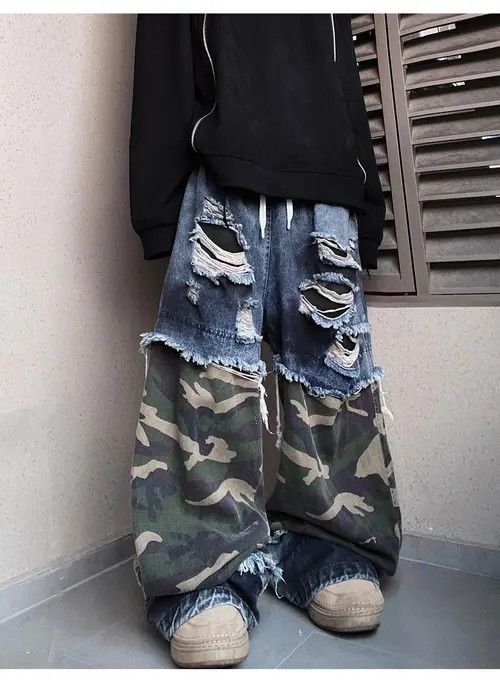 Other Oversized Ripped Denim Cargo Jeans Size US 32 / EU 48 - 3 Thumbnail