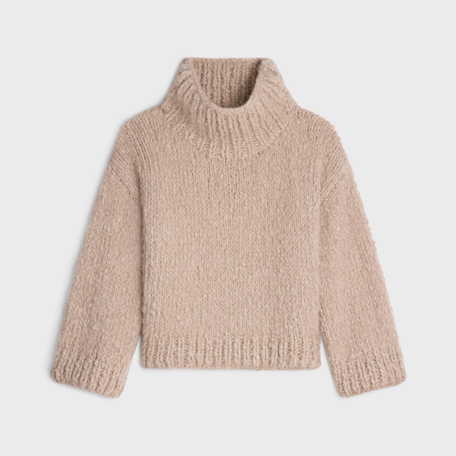 Celine o1bcso1str0824 High Neck Sweater In Cashmere Wool in Taupe Size XS / US 0-2 / IT 36-38 - 1 Thumbnail