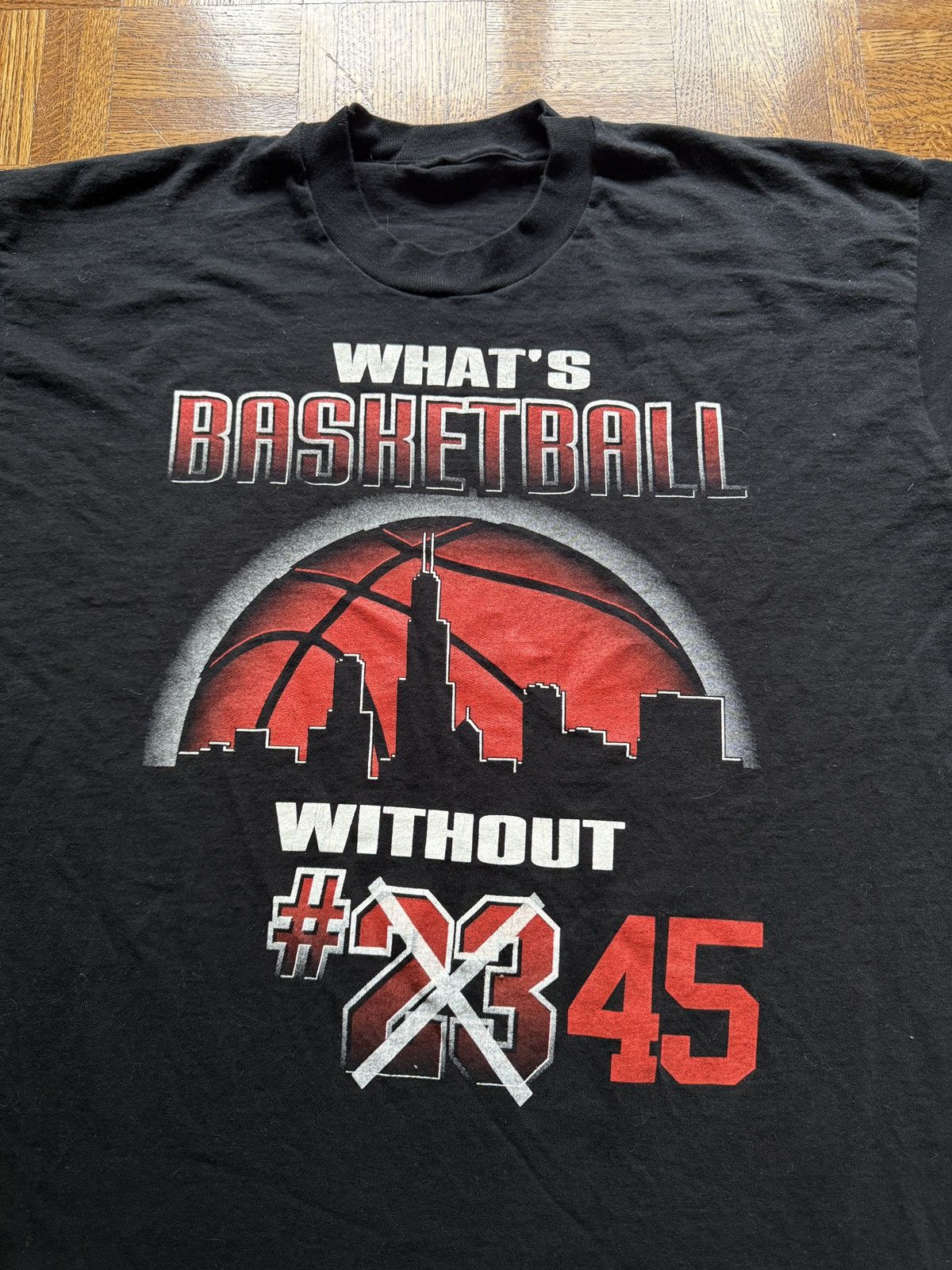 Vintage Vintage 90s Michael Jordan What's Basketball Without #45 Tee Size US XL / EU 56 / 4 - 3 Thumbnail