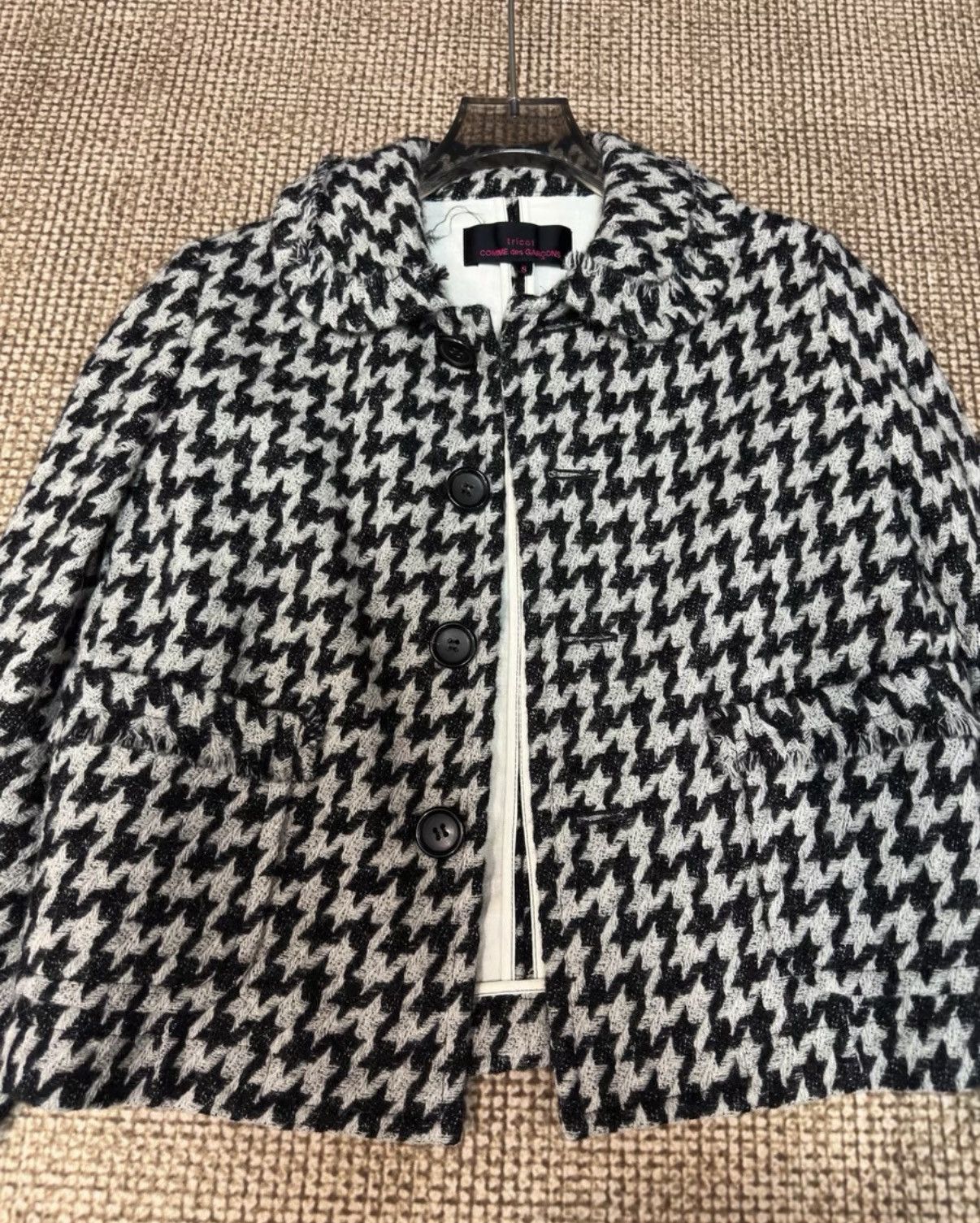 Comme des Garcons Comme des Garçons Houndstooth Raw-Edge Short Wool Coat K23 Size S / US 4 / IT 40 - 4 Thumbnail