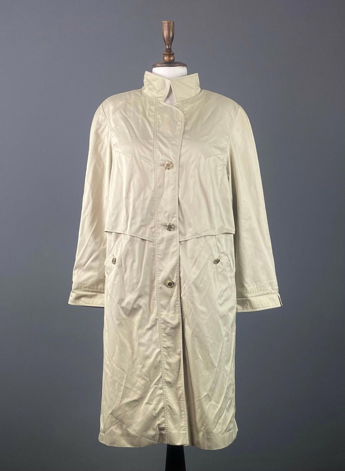 Designer Ladies Hensel & Mortensen Ivory Button Down Trench Coat Size L / US 10 / IT 46 - 2 Thumbnail