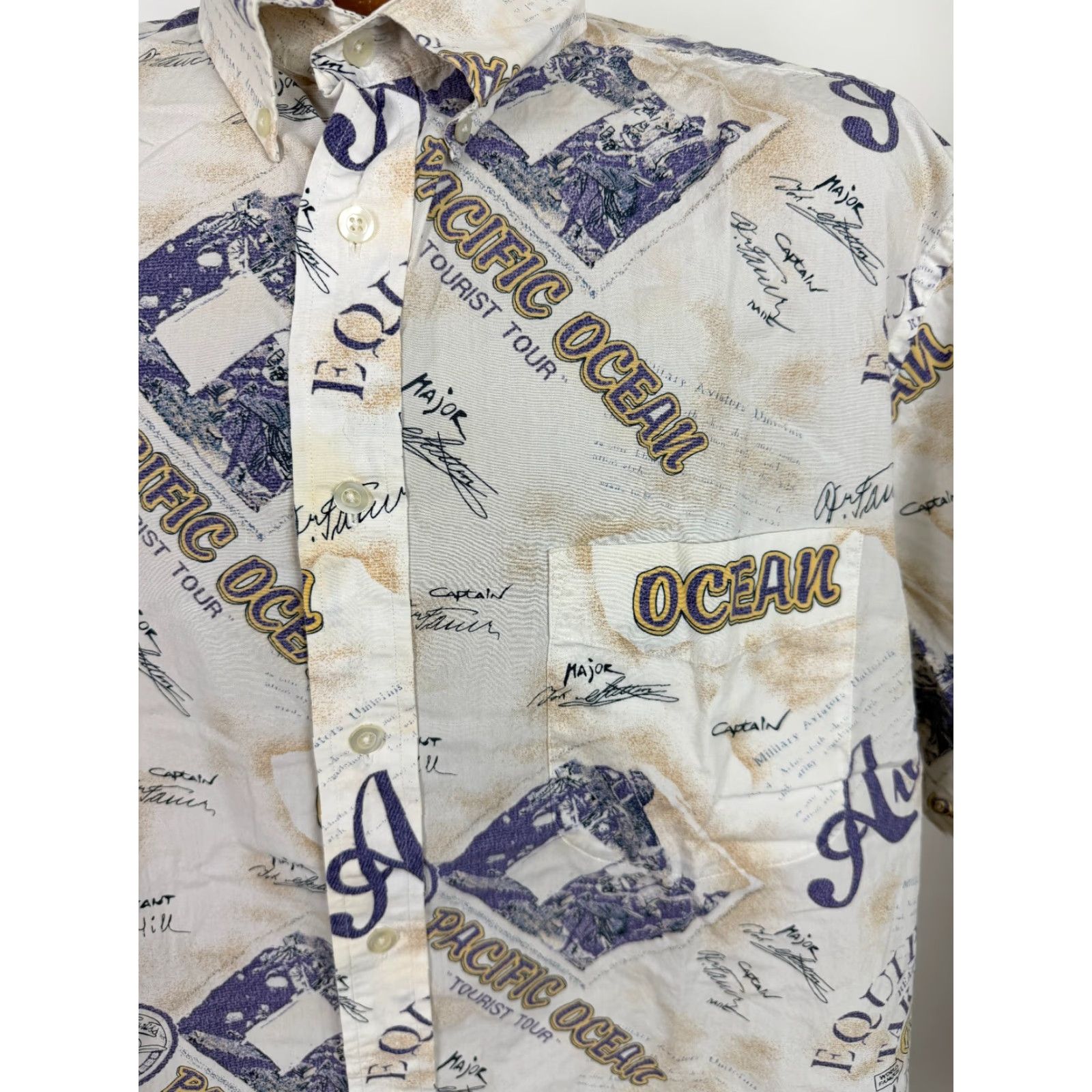 Roundtree & Yorke VINTAGE 90s Aviation Shirt Men Large Air Force Military Aircraft Pacific Ocean Size US L / EU 52-54 / 3 - 6 Thumbnail