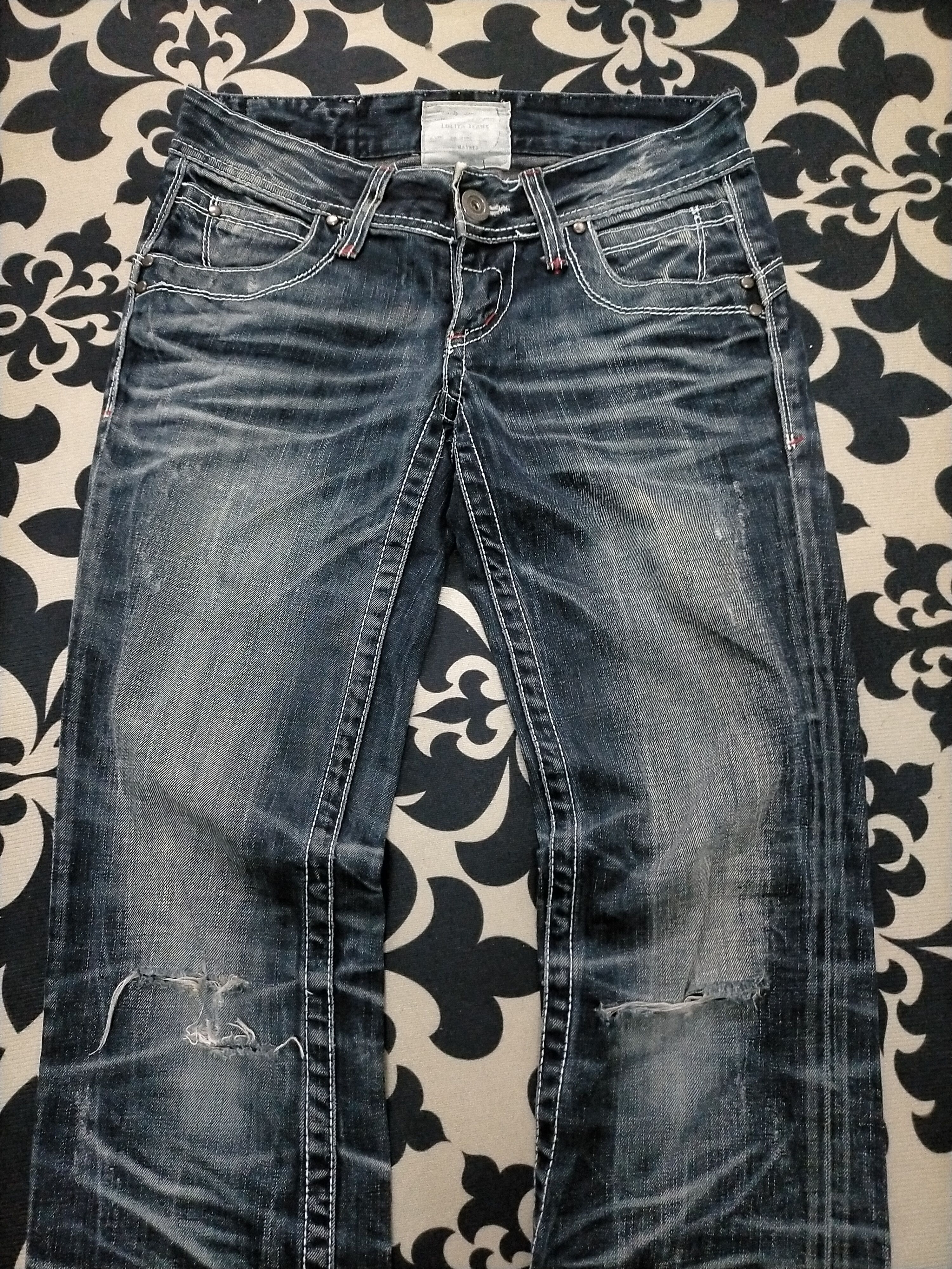 Tornado Mart 🔥Distressed🔥Lolita Sick Mudwash Flare Jeans Size US 28 / EU 44 - 3 Thumbnail