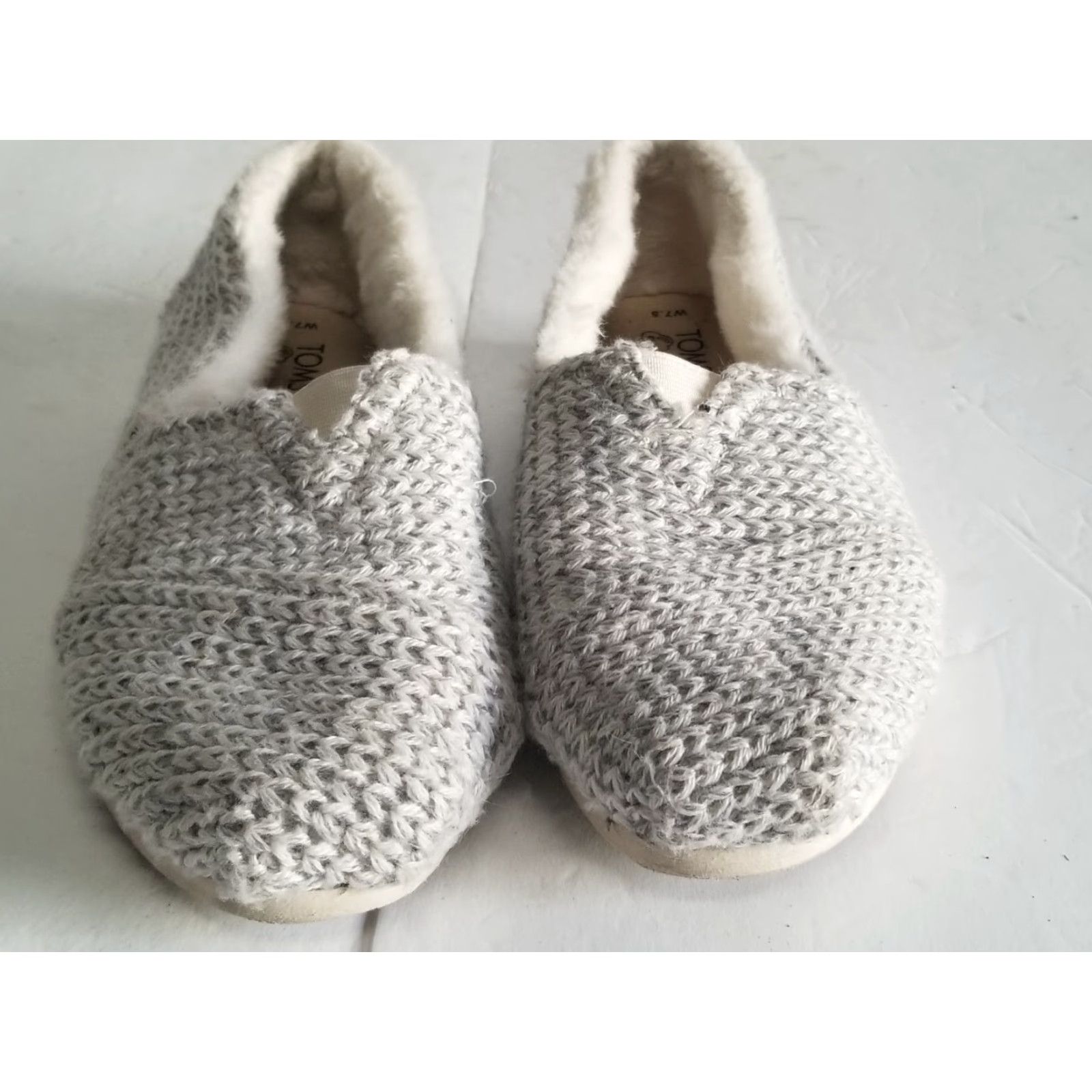Toms TOMS Plaid Slip On Slippers Women 7.5 Gray Faux Shearling Flat Loafer Size US 8 / IT 38 - 6 Thumbnail