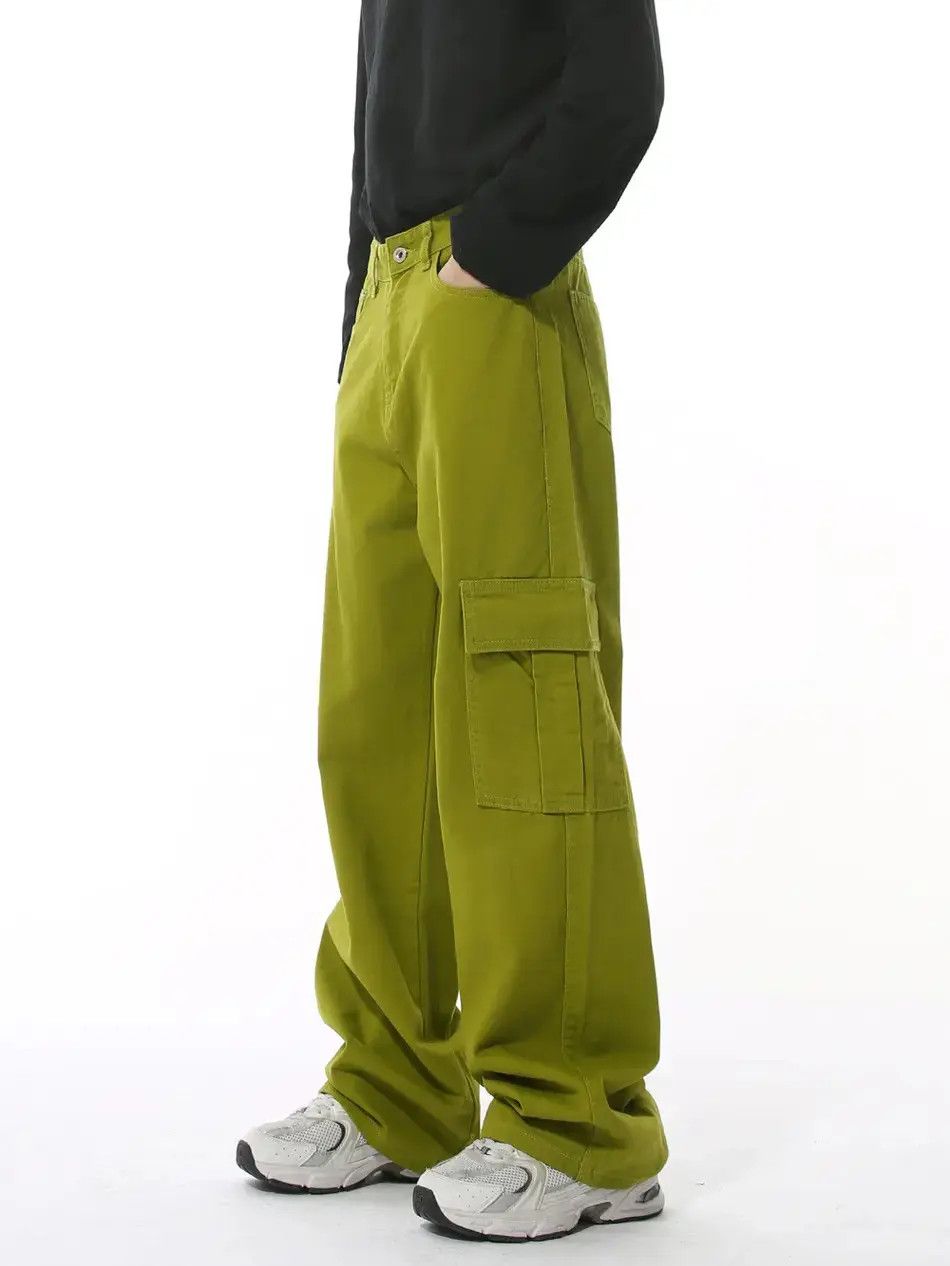 Japanese Brand Retro loose fruit green casual pocket jeans Size US 32 / EU 48 - 1 Thumbnail
