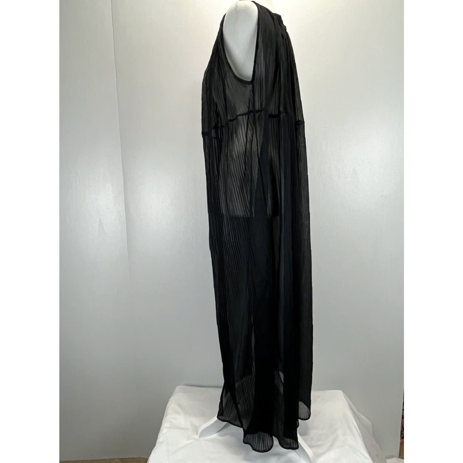 Doublet VINTAGE 1960s Sheer Black Robe Lingerie One Size Sleeveless Double Tie Womens Size ONE SIZE - 3 Thumbnail