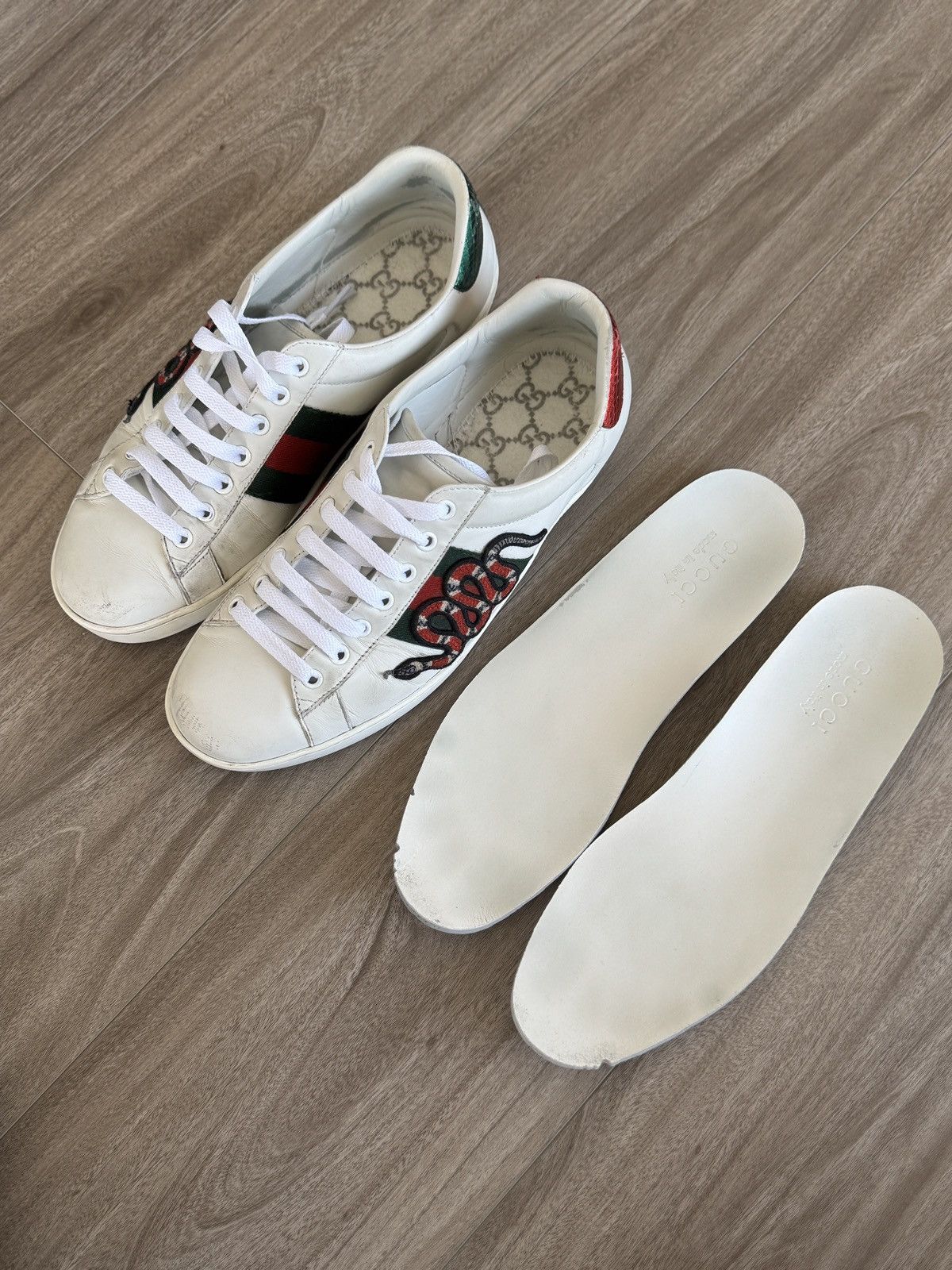 Gucci Ace Snake Sneaker White Size US 7 / EU 40 - 8 Thumbnail