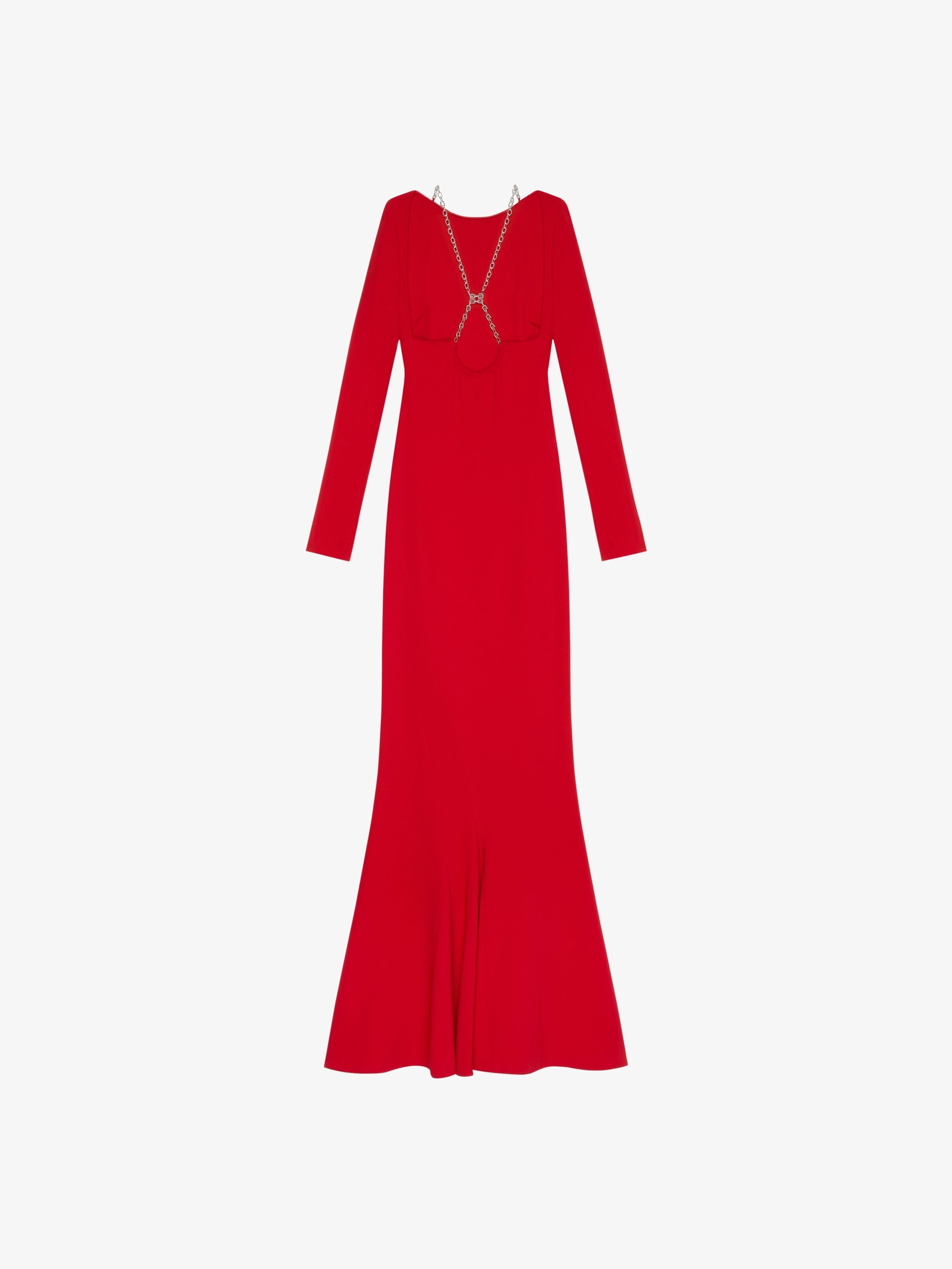 Givenchy o1w1db10325 Long Sleeve Dress With Chain in Red Size L / US 10 / IT 46 - 2 Thumbnail