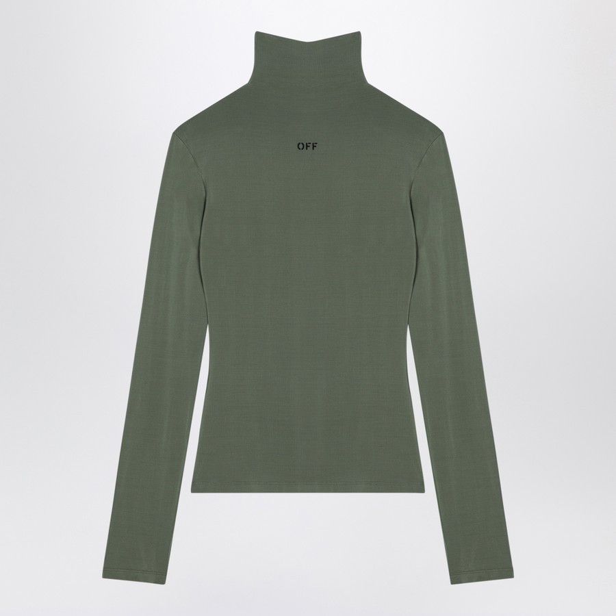 o1d2blof0924 Viscose Turtleneck Sweater With Logo in Green