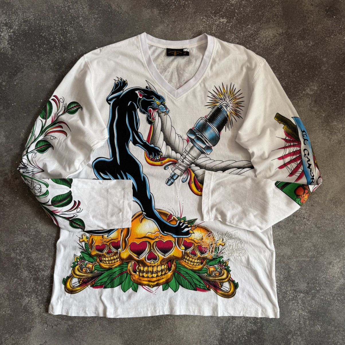 Ed Hardy Christian Audigier (Ed Hardy) Y2K Vintage Long Sleeve Top Size US XL / EU 56 / 4 - 4 Thumbnail